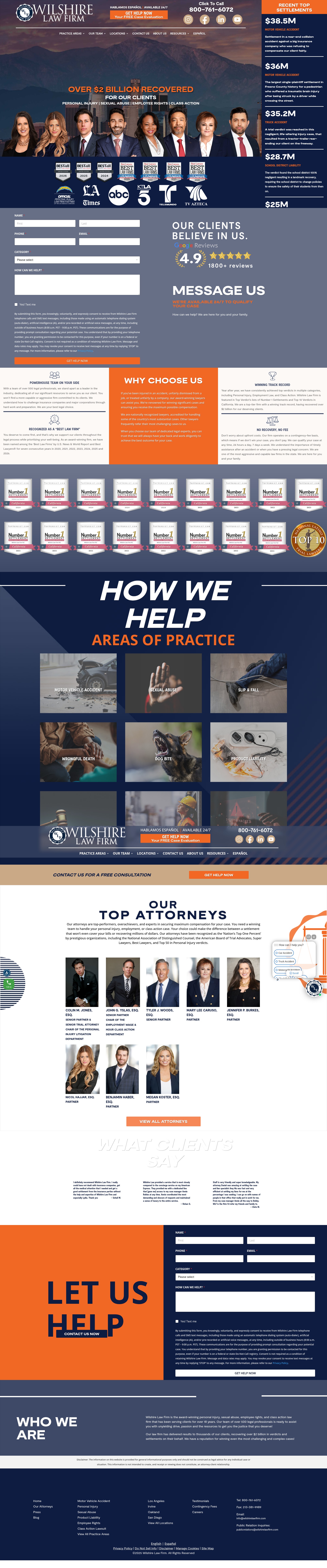 Screenshot of wilshirelawfirm.com