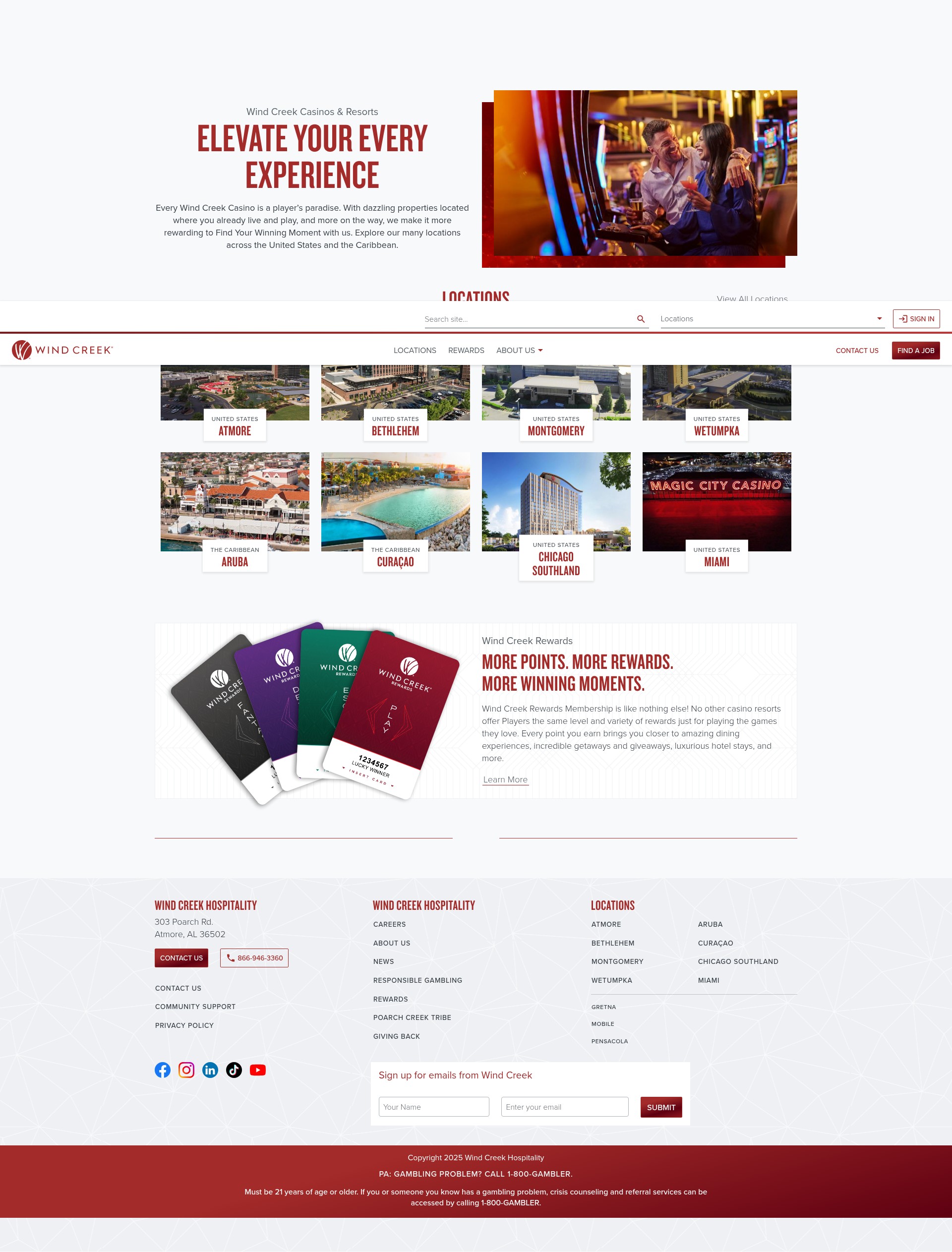 Screenshot of windcreek.com