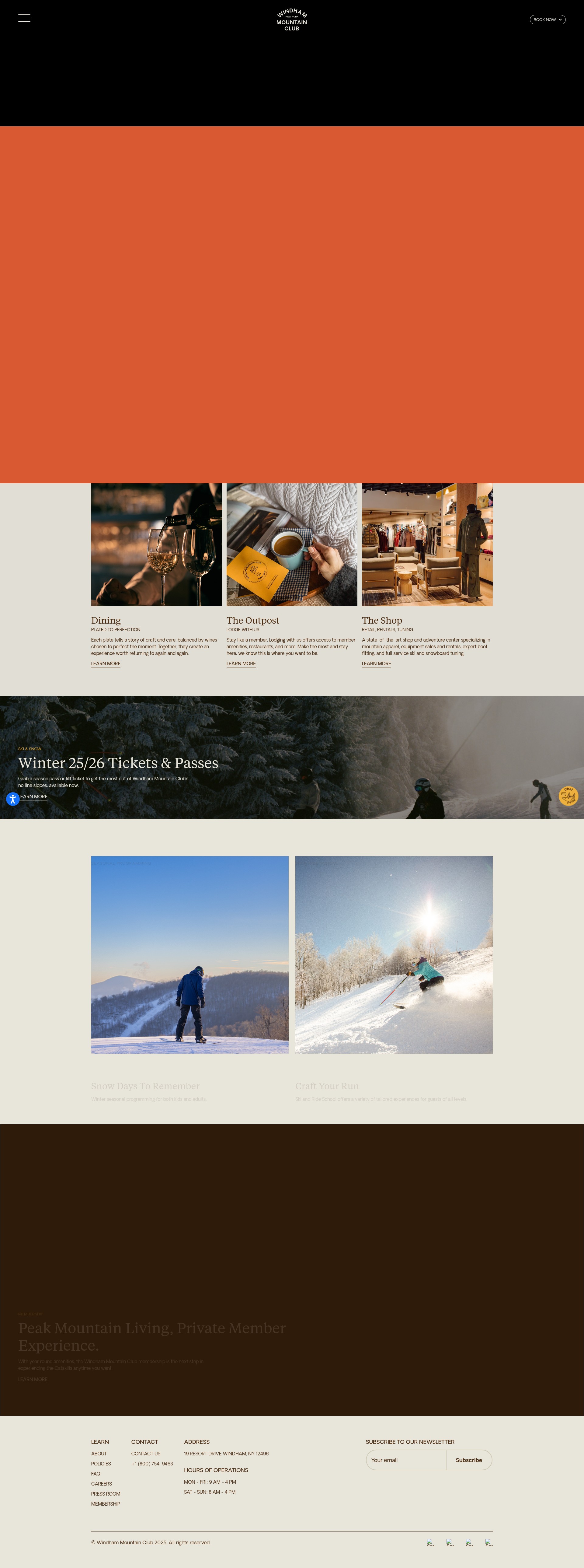 Screenshot of windhammountainclub.com