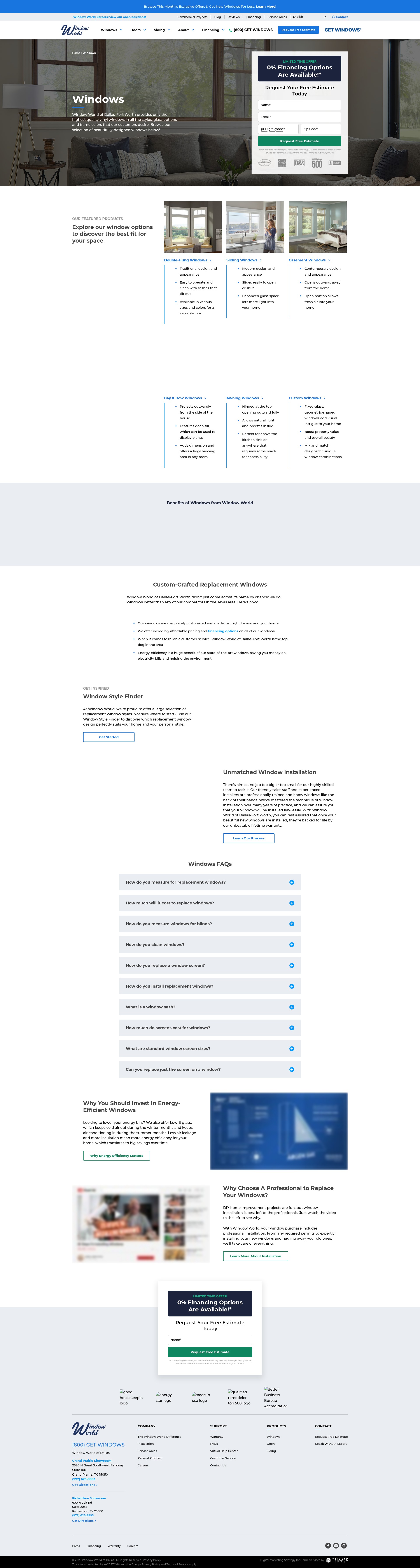 Screenshot of windowworlddfw.com