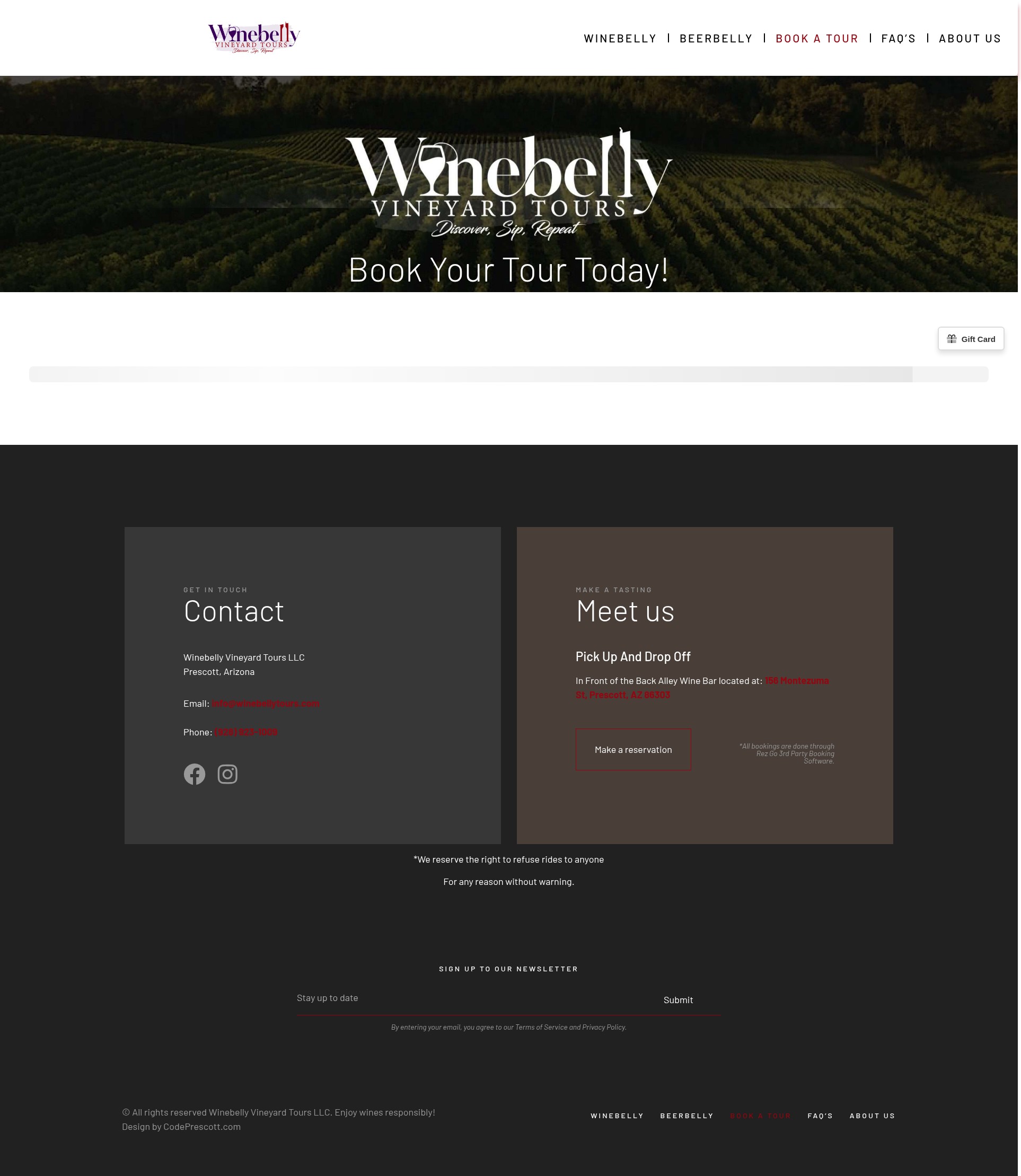 Screenshot of winebellytours.com