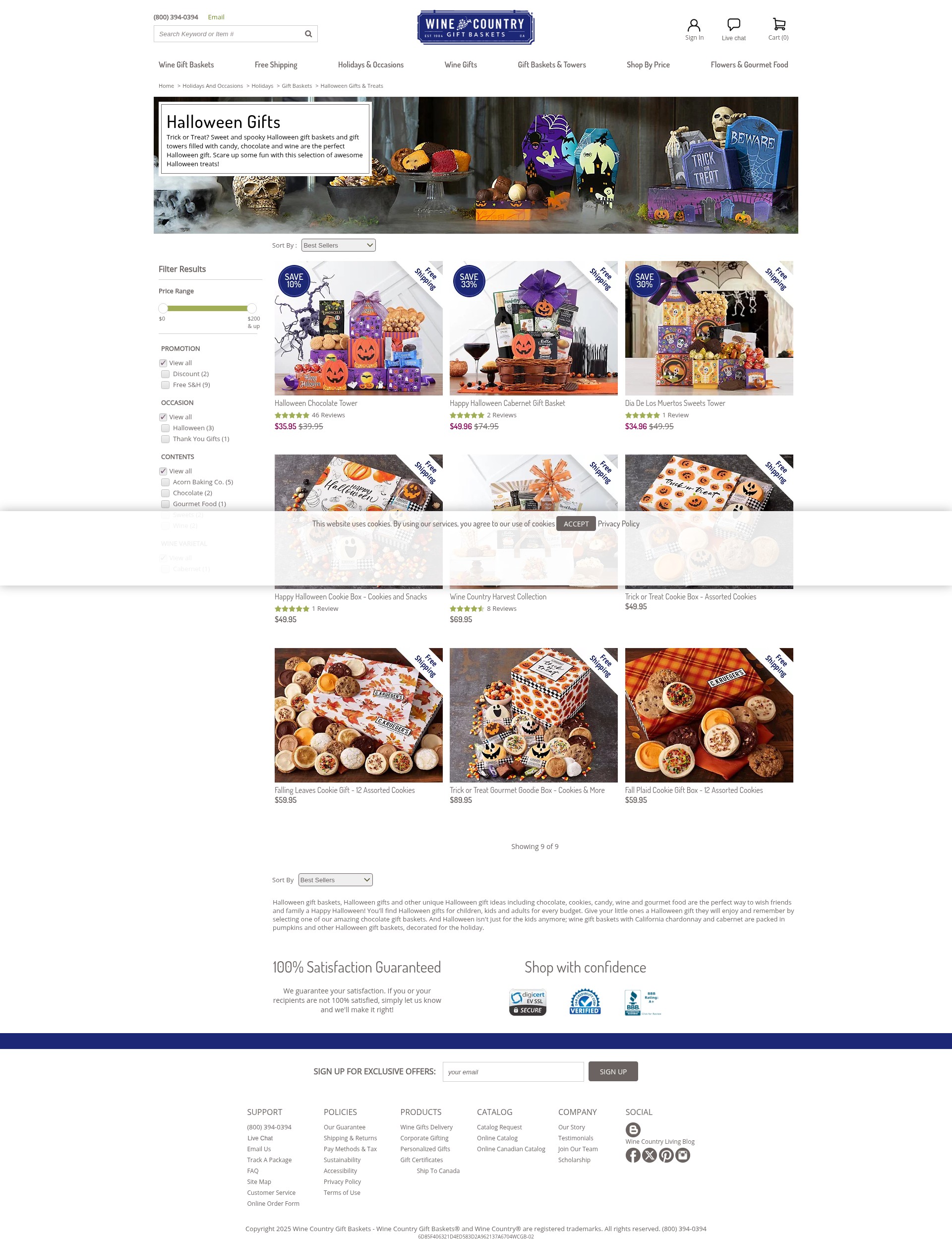 Screenshot of winecountrygiftbaskets.com
