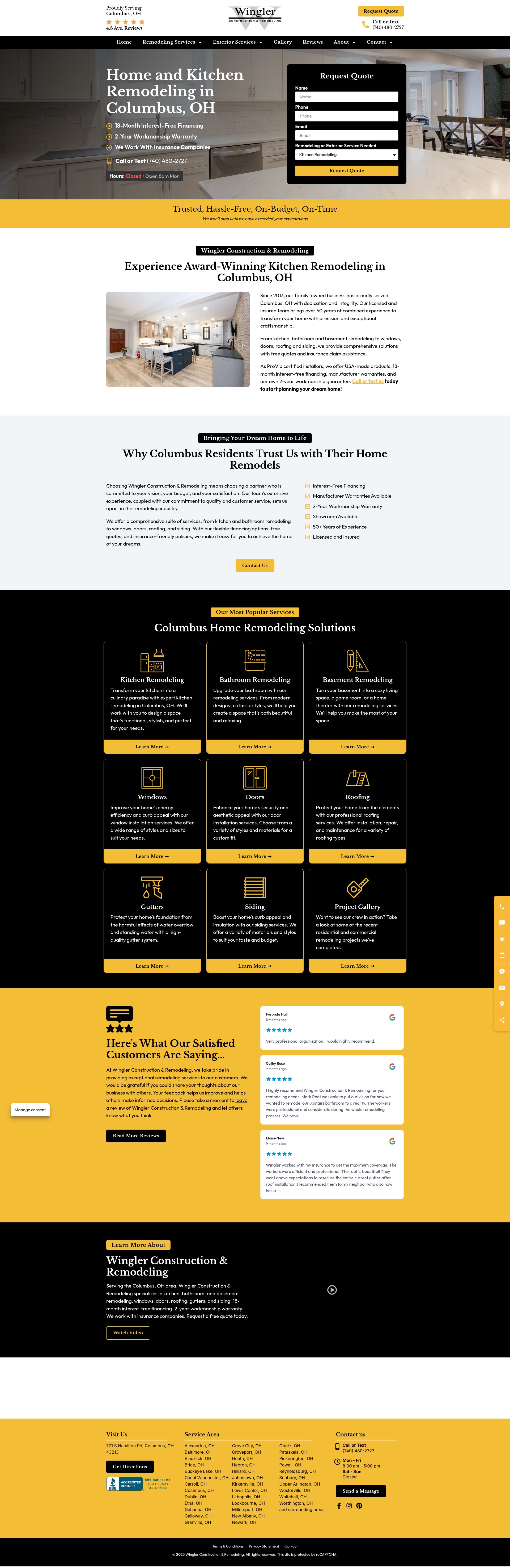 Screenshot of winglerconstruction.com