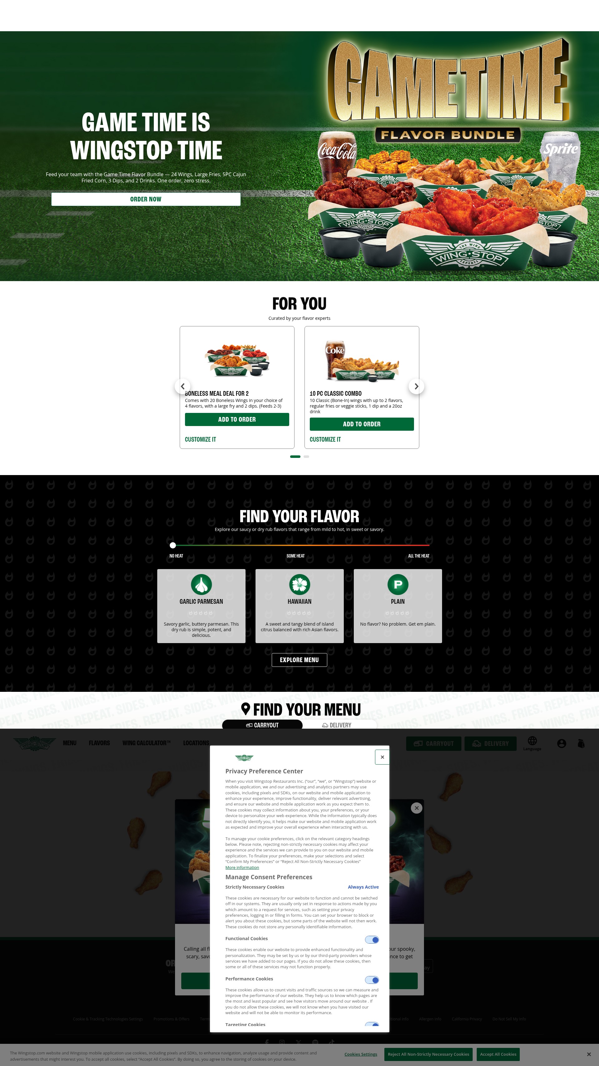Screenshot of wingstop.com