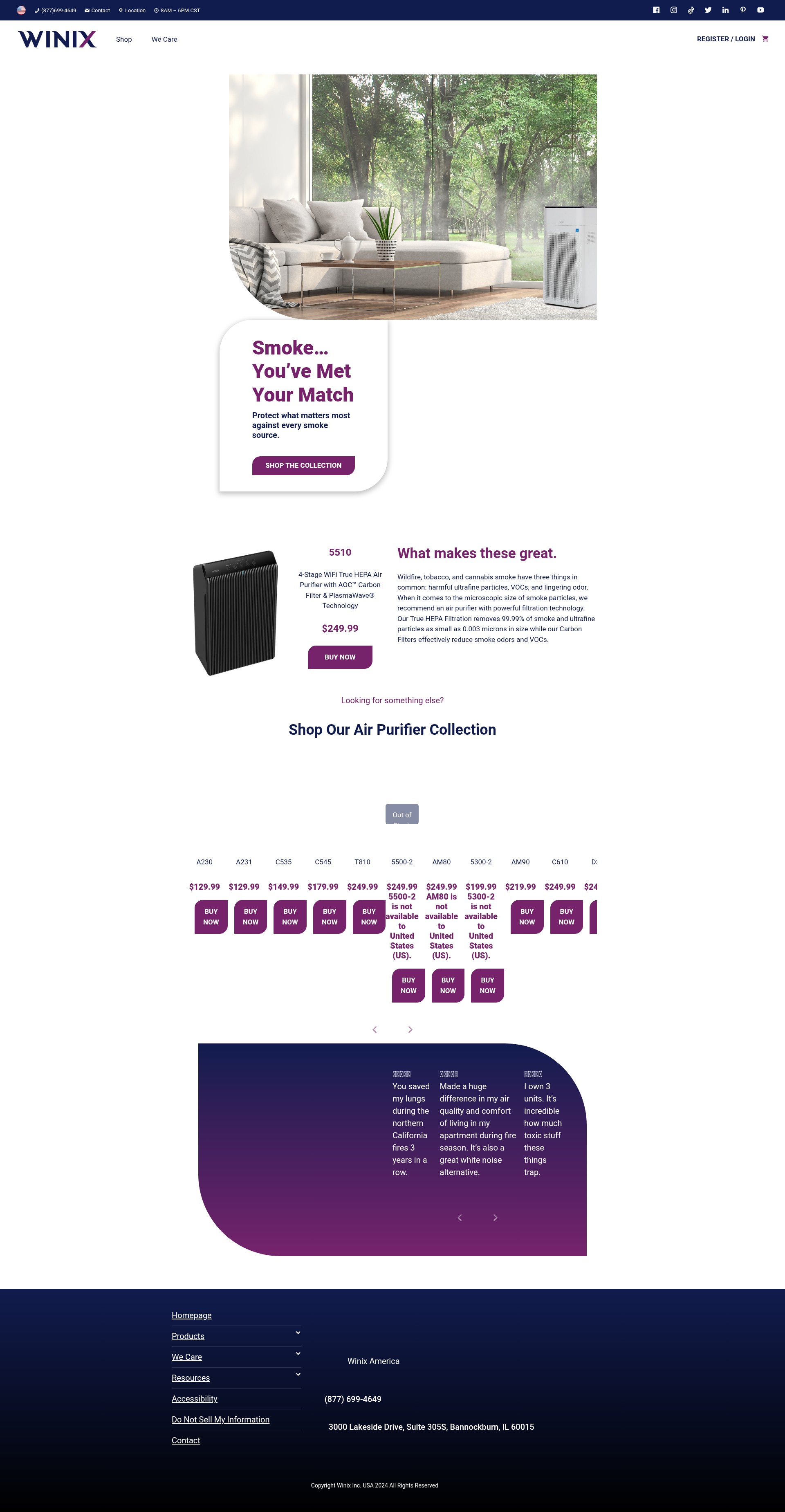 Screenshot of winixamerica.com