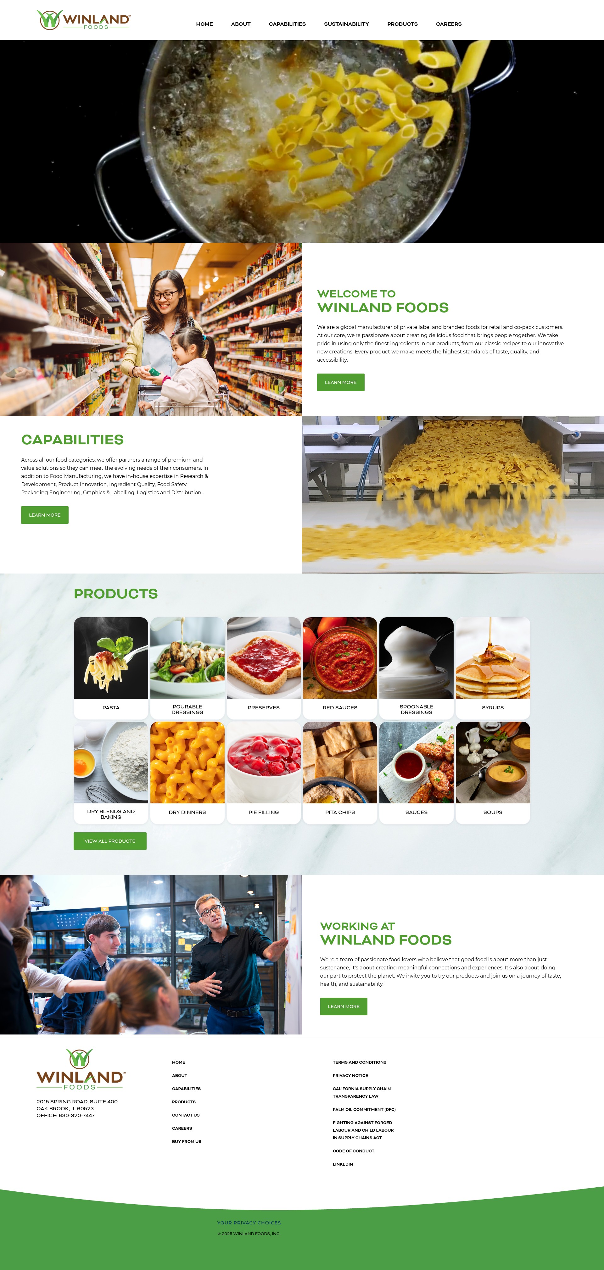 Screenshot of winlandfoods.com