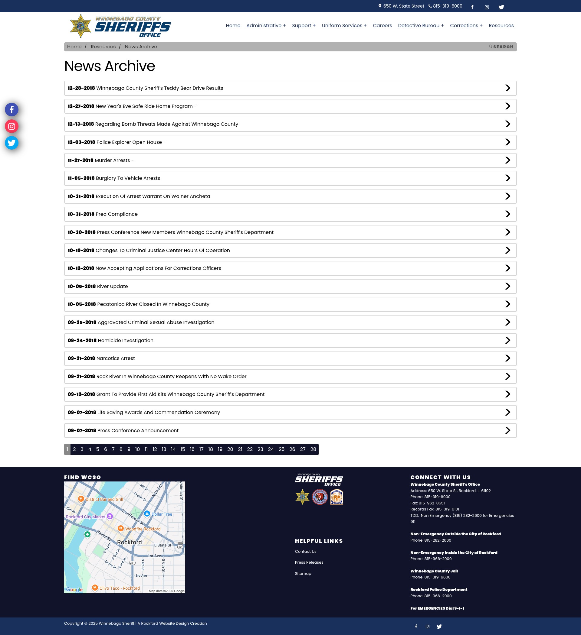 Screenshot of winnebagosheriff.com