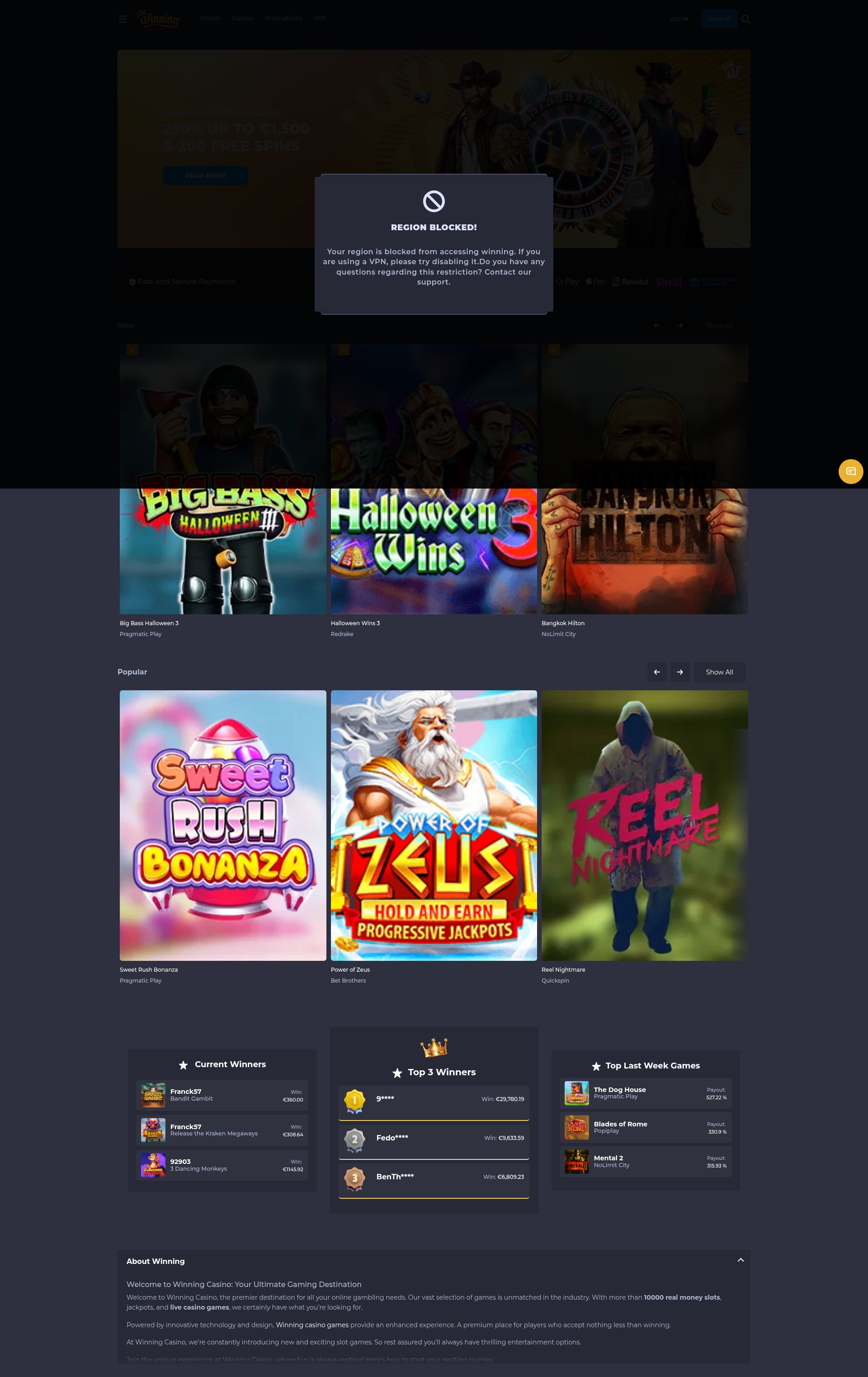 Screenshot of winning.io