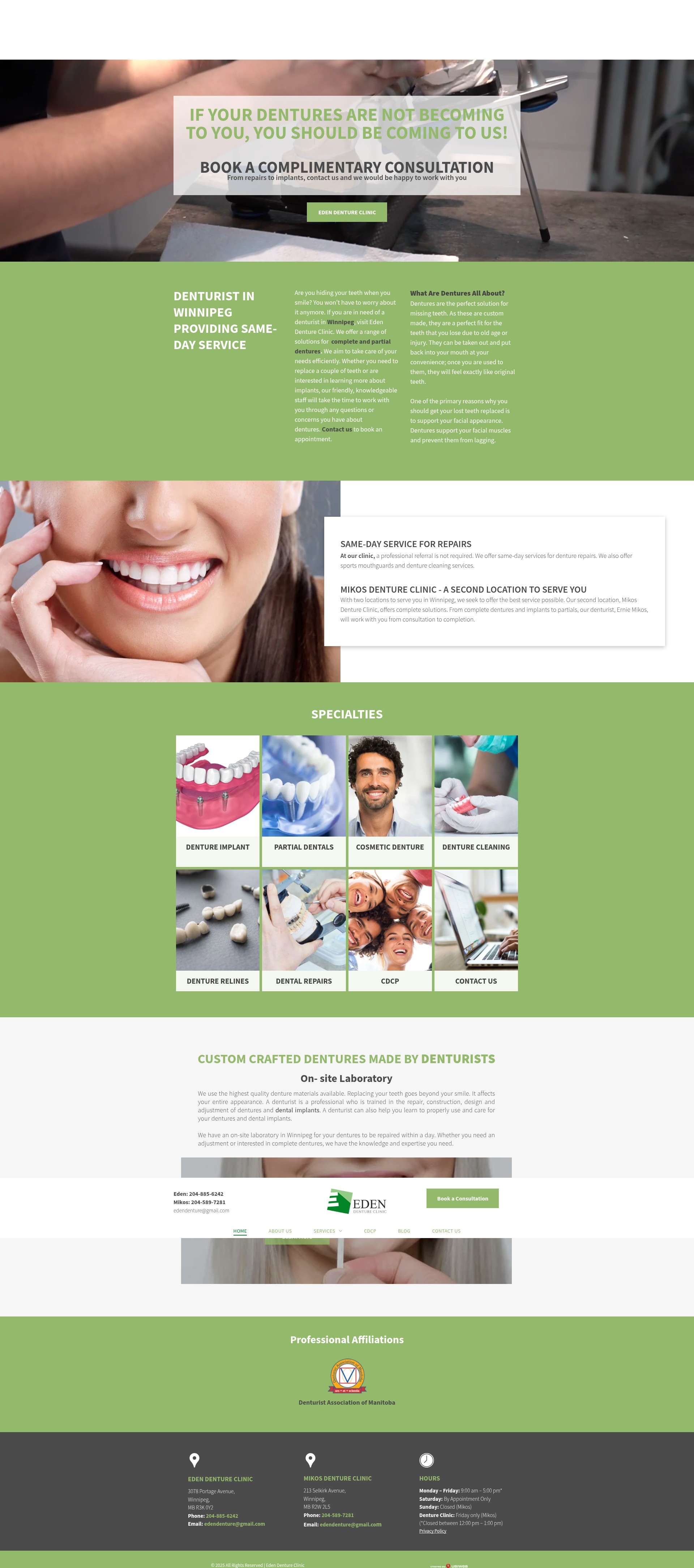 Screenshot of winnipegdentures.ca