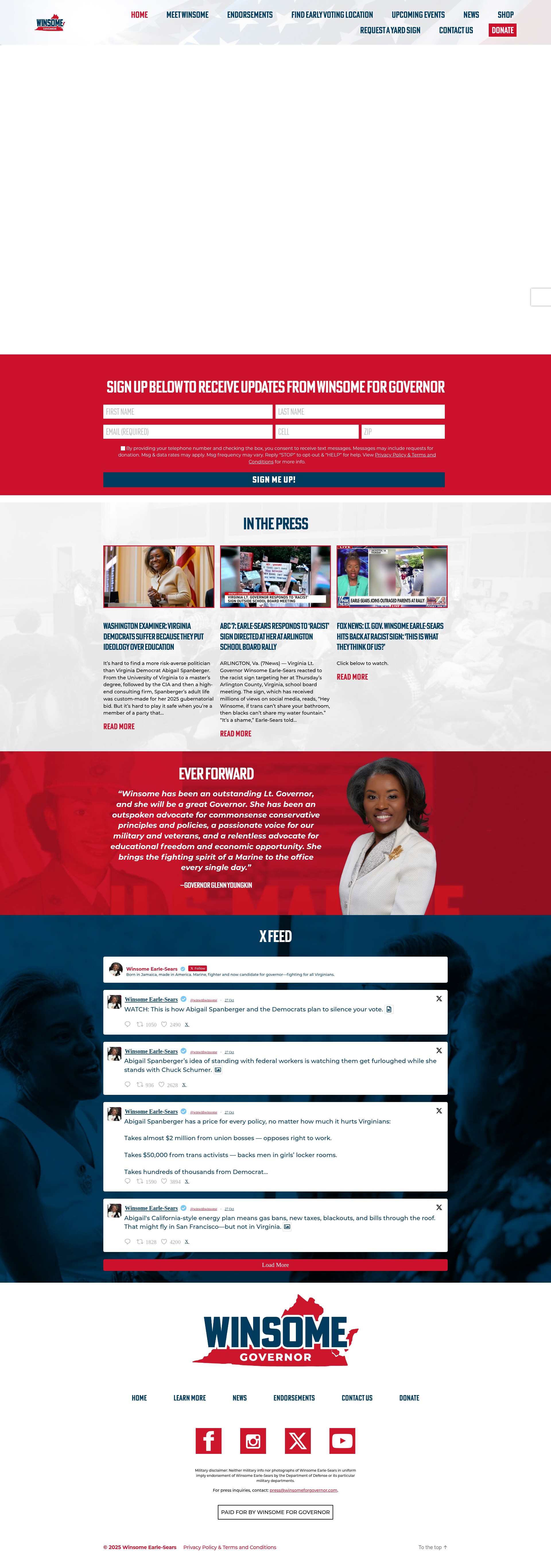 Screenshot of winsomeforgovernor.com