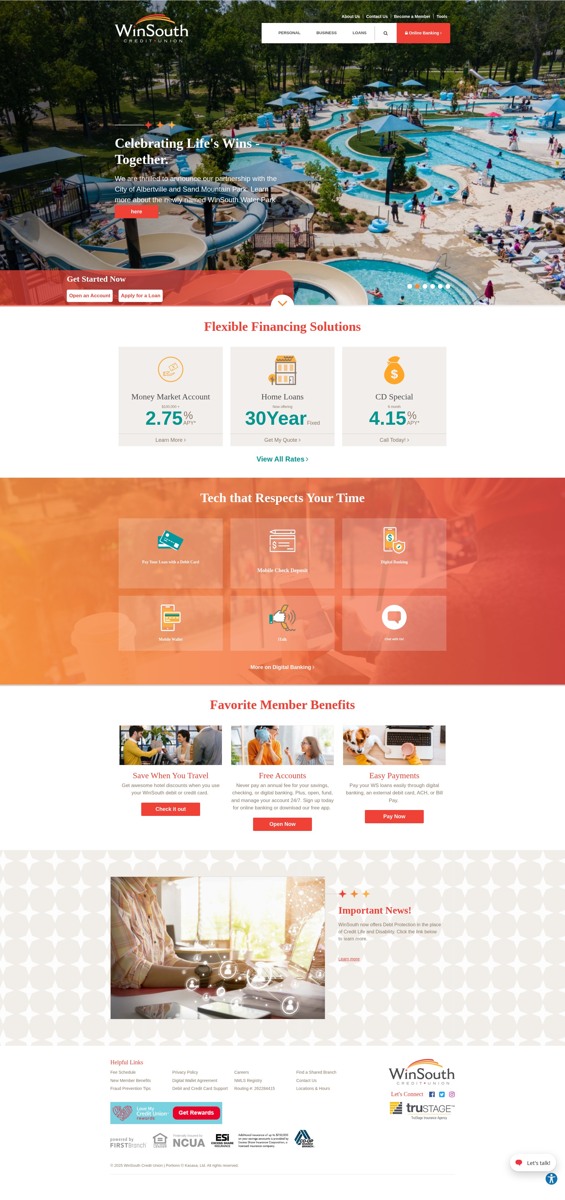 Screenshot of winsouthcu.com