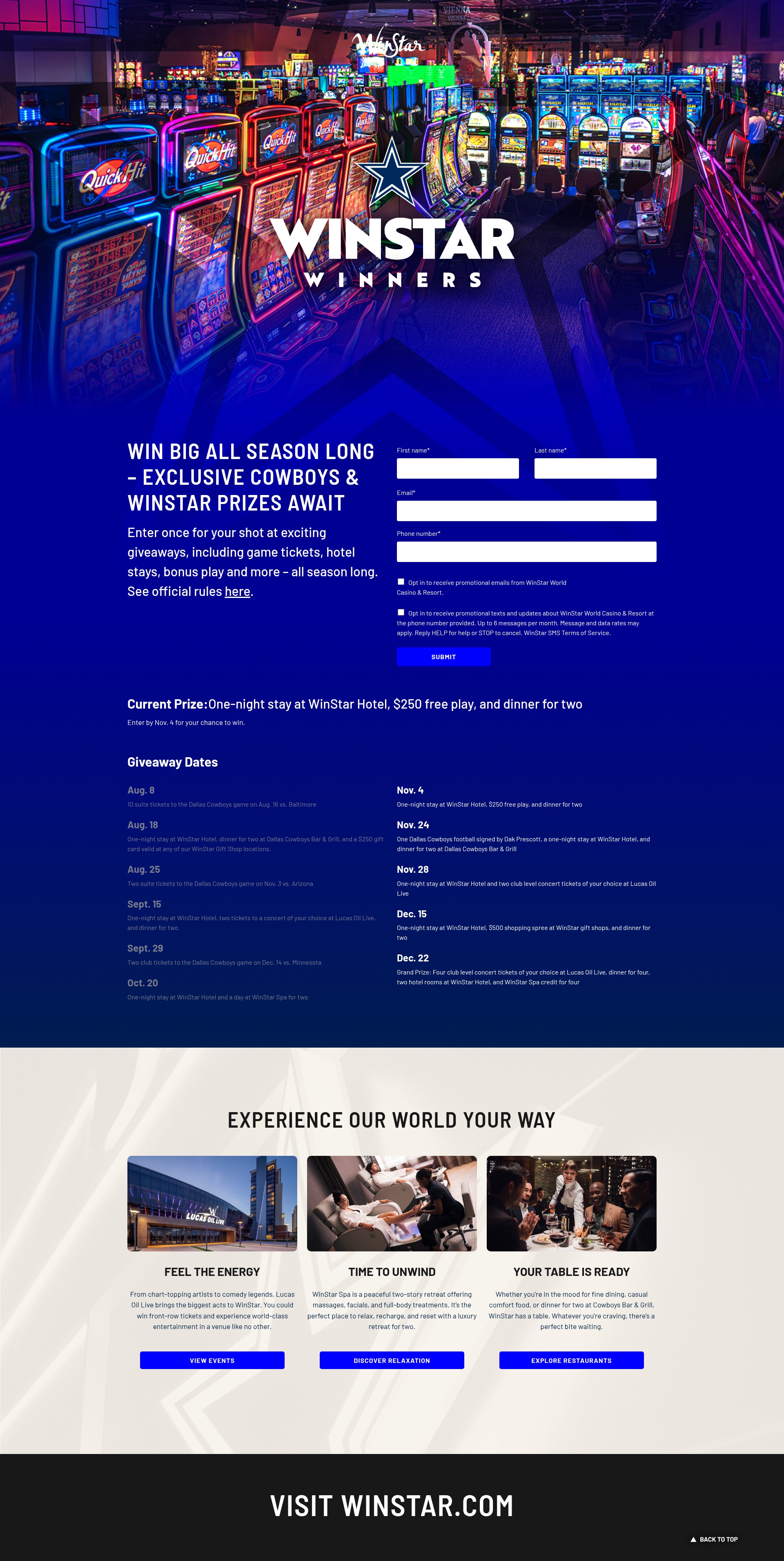 Screenshot of winstarwinners.com