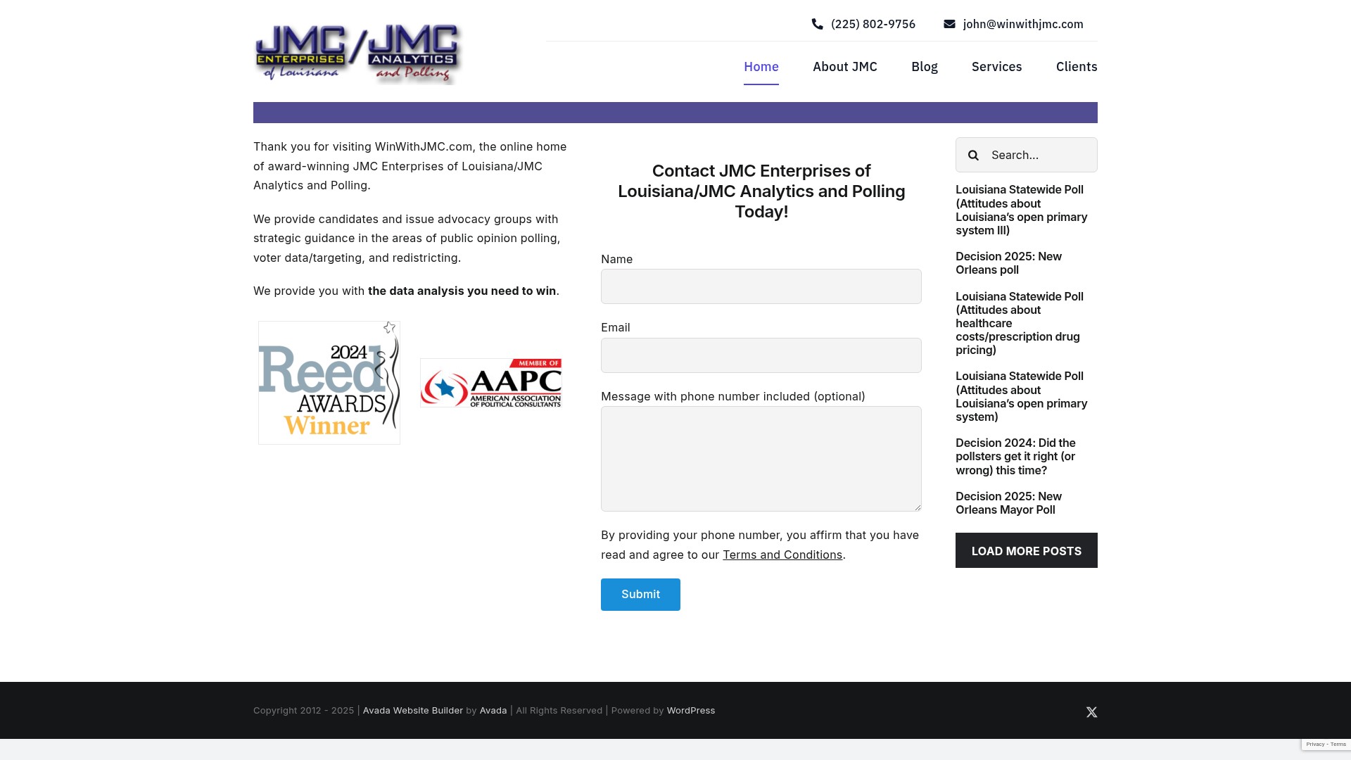 Screenshot of winwithjmc.com