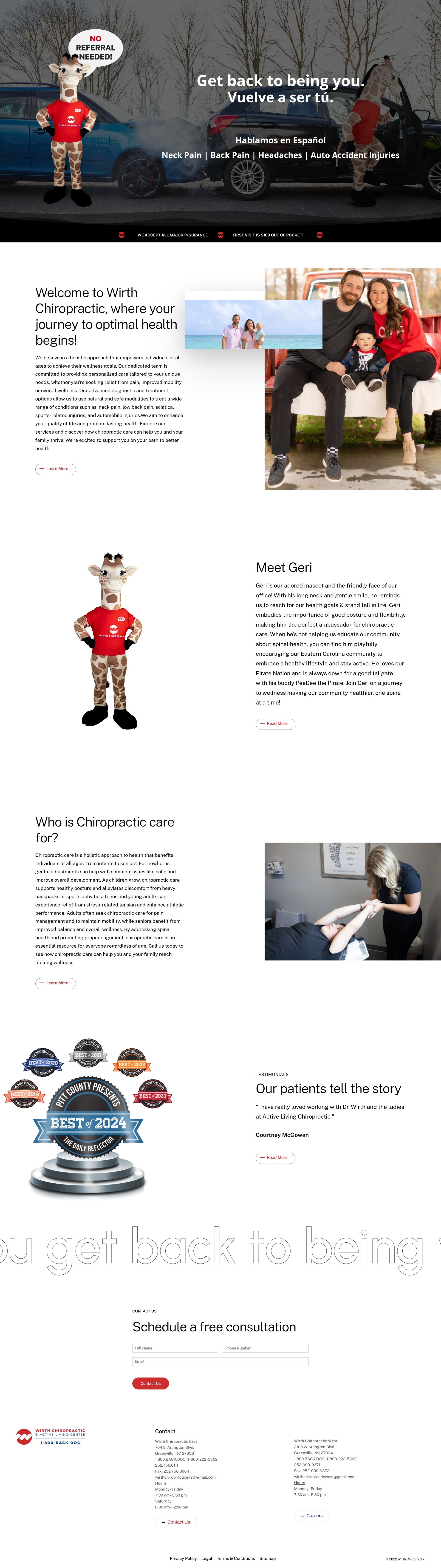 Screenshot of wirthchiropractic.com