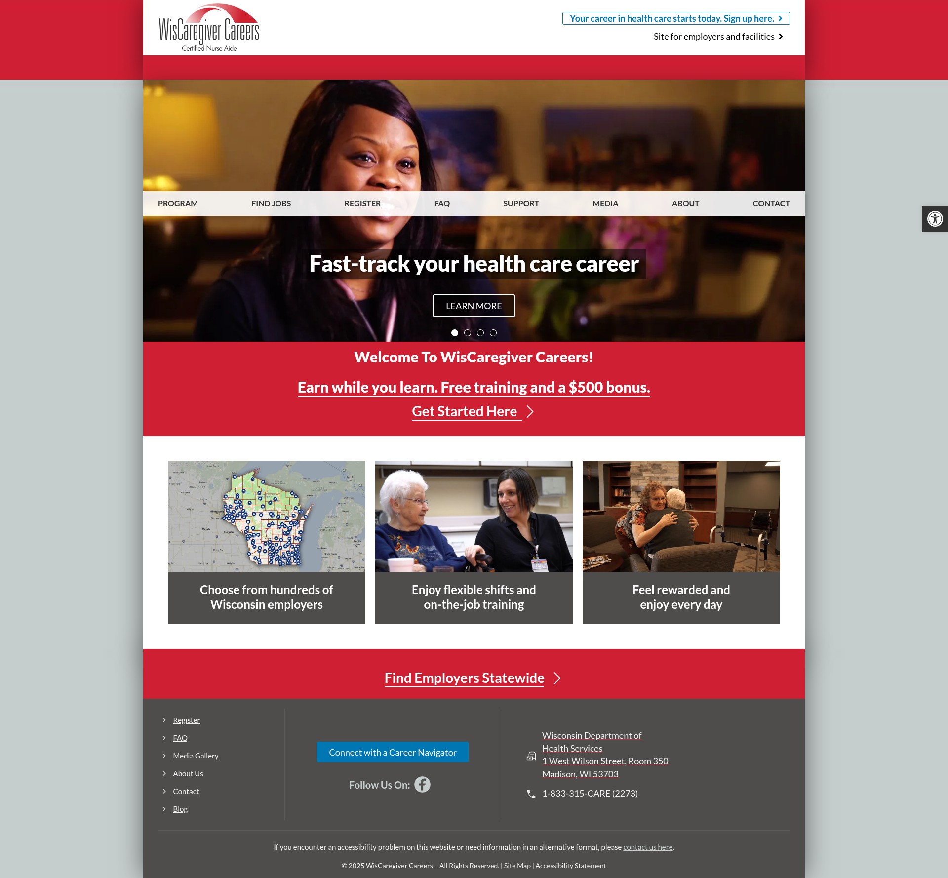 Screenshot of wiscaregivercna.com