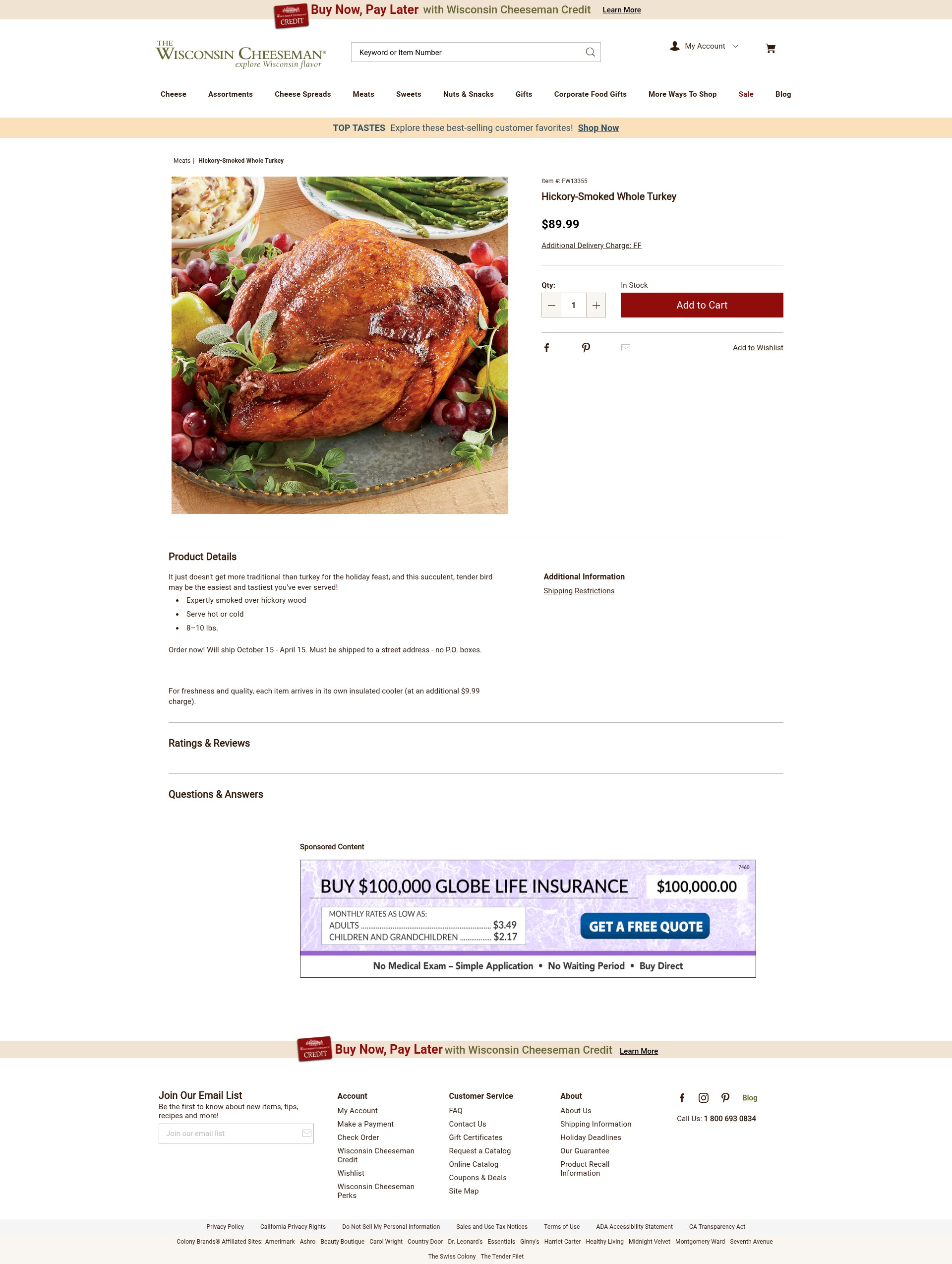 Screenshot of wisconsincheeseman.com