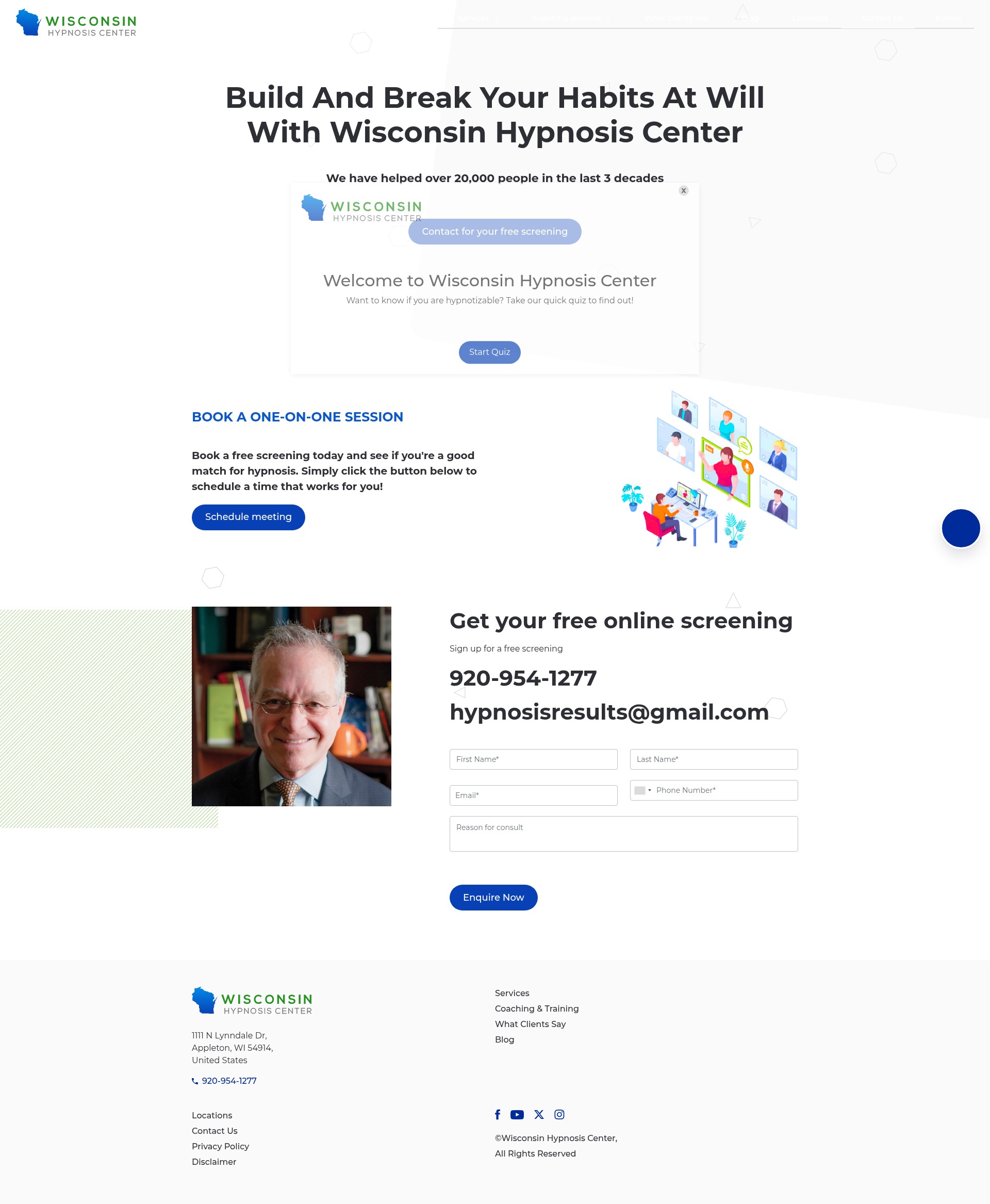 Screenshot of wisconsinhypnosiscenter.com