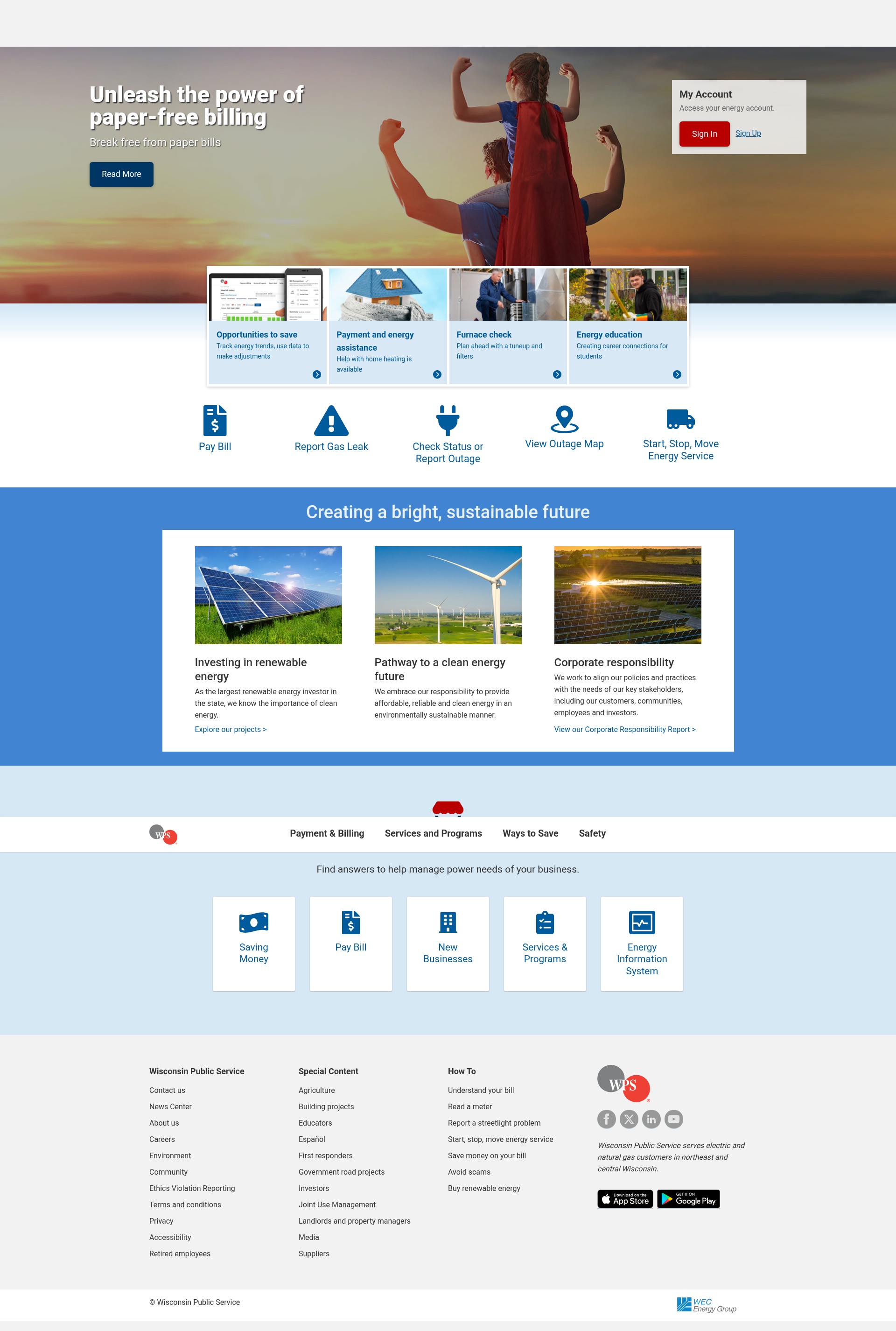 Screenshot of wisconsinpublicservice.com