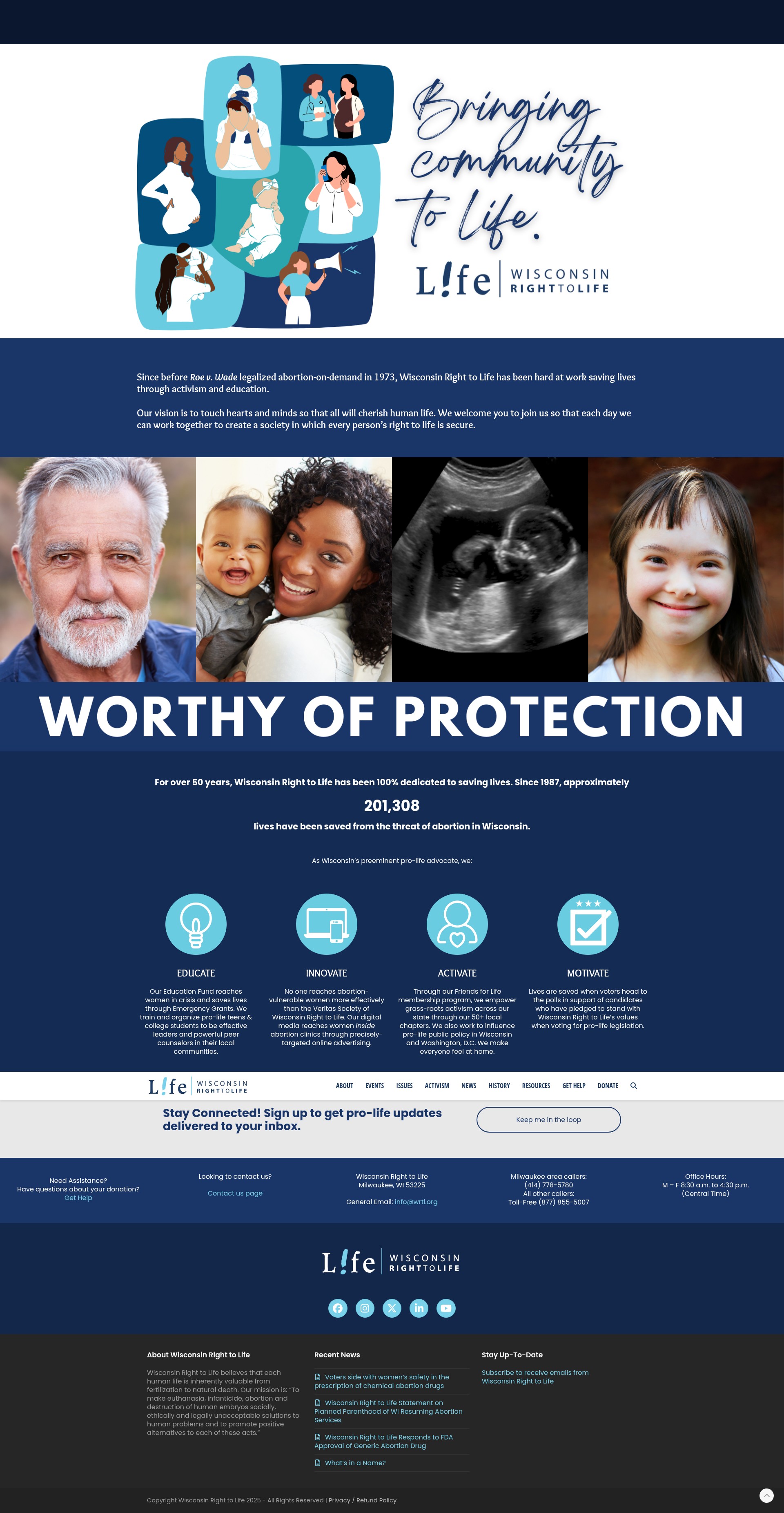 Screenshot of wisconsinrighttolife.org