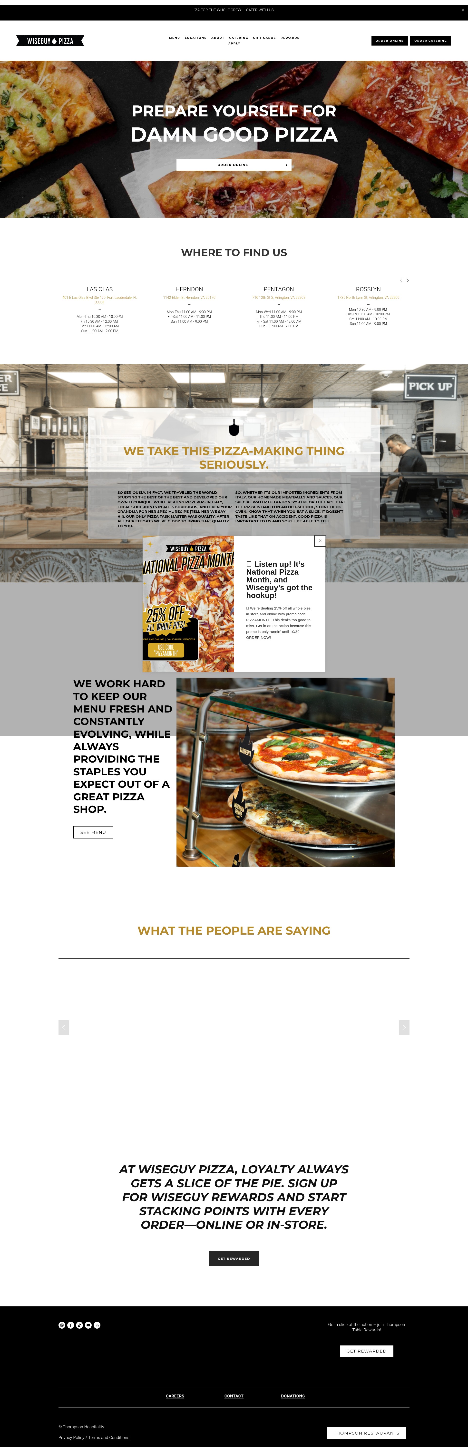 Screenshot of wiseguypizza.com
