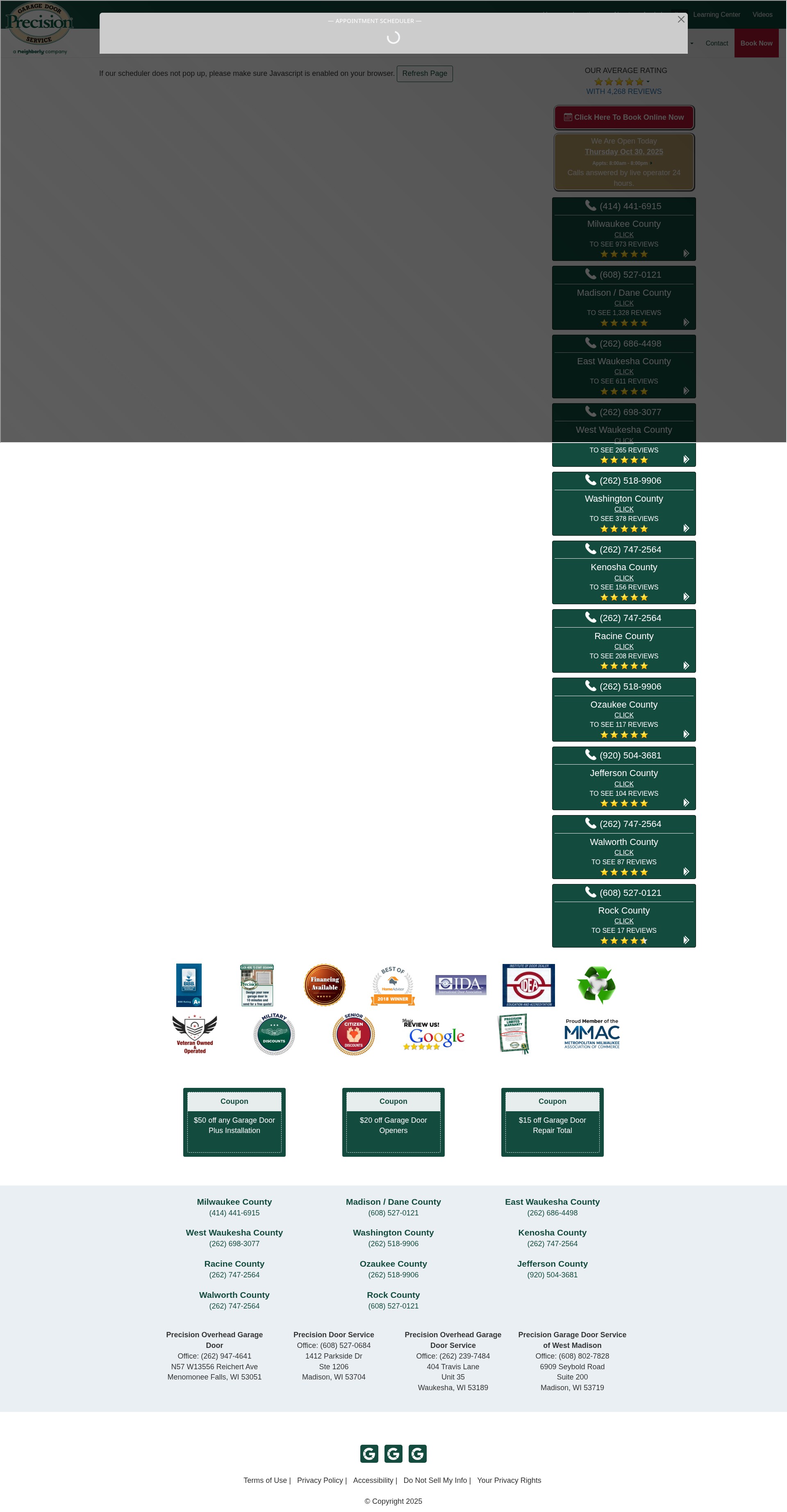 Screenshot of wisgaragedoors.com