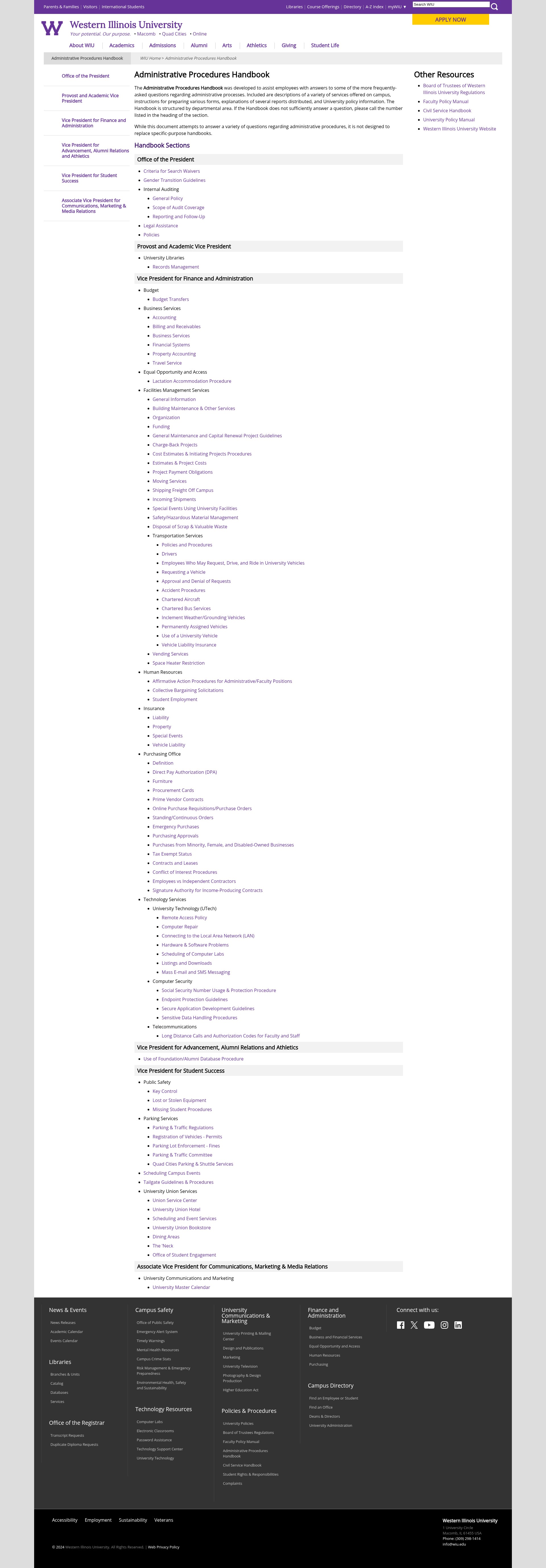 Screenshot of wiu.edu