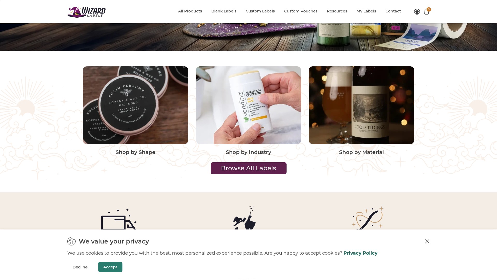 Screenshot of wizardlabels.com