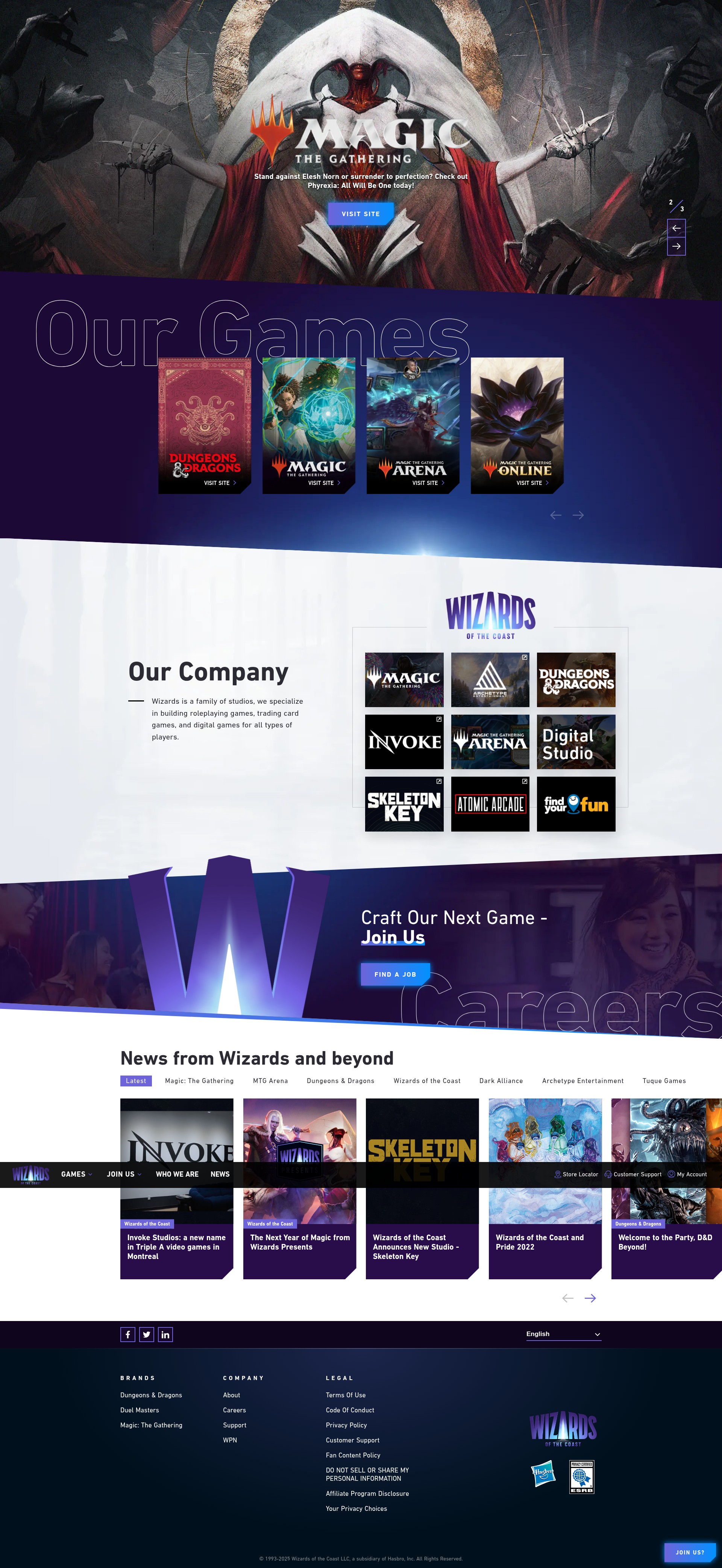 Screenshot of wizards.com