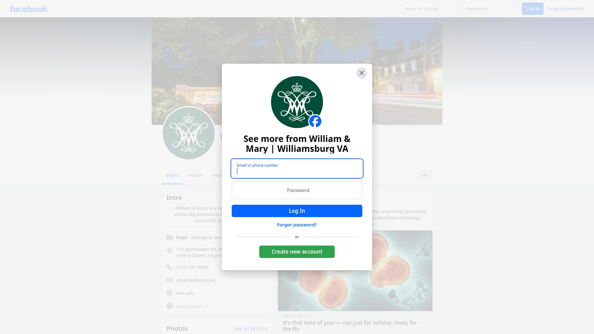 Screenshot of wm.edu