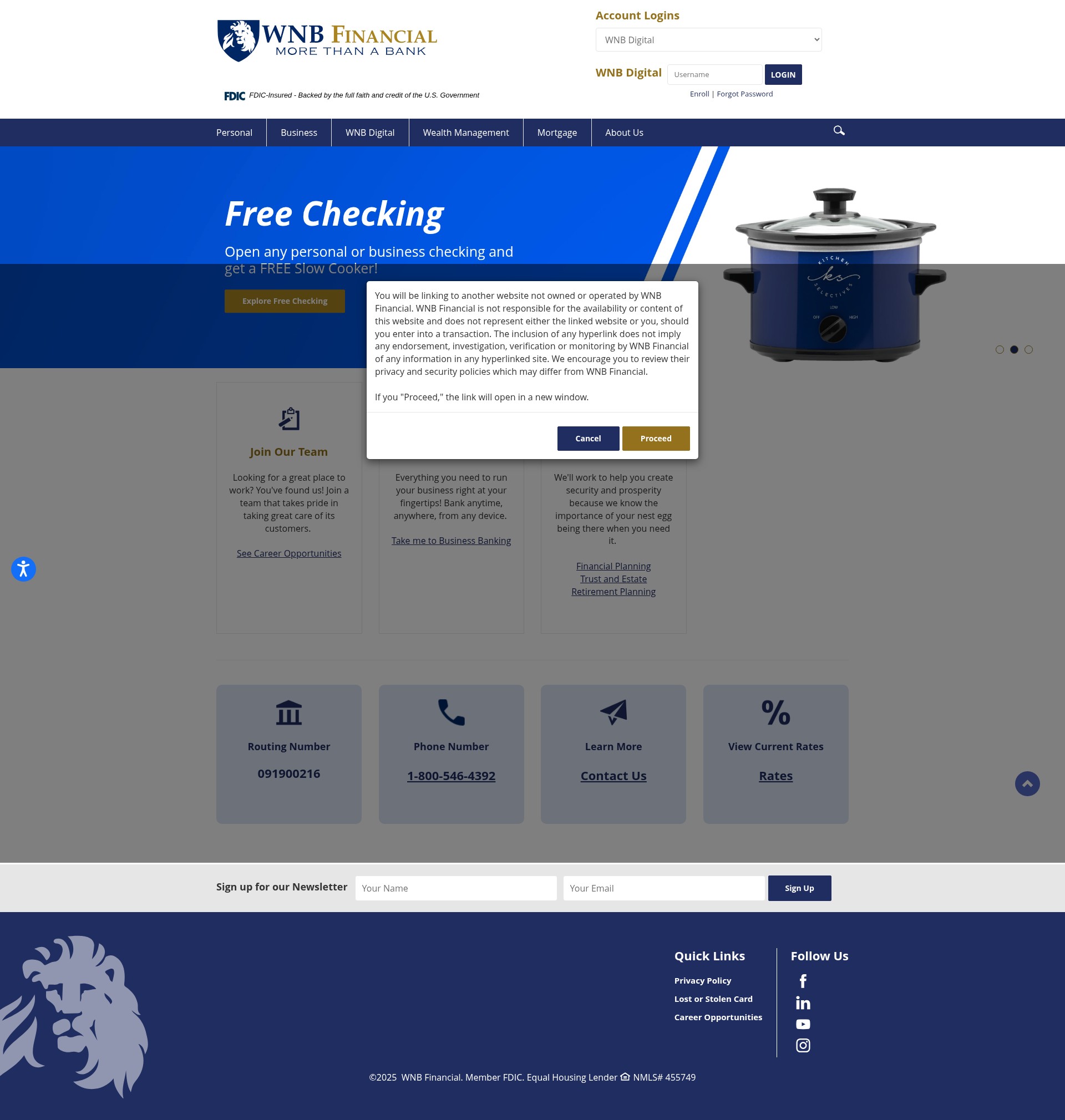Screenshot of wnbfinancial.com