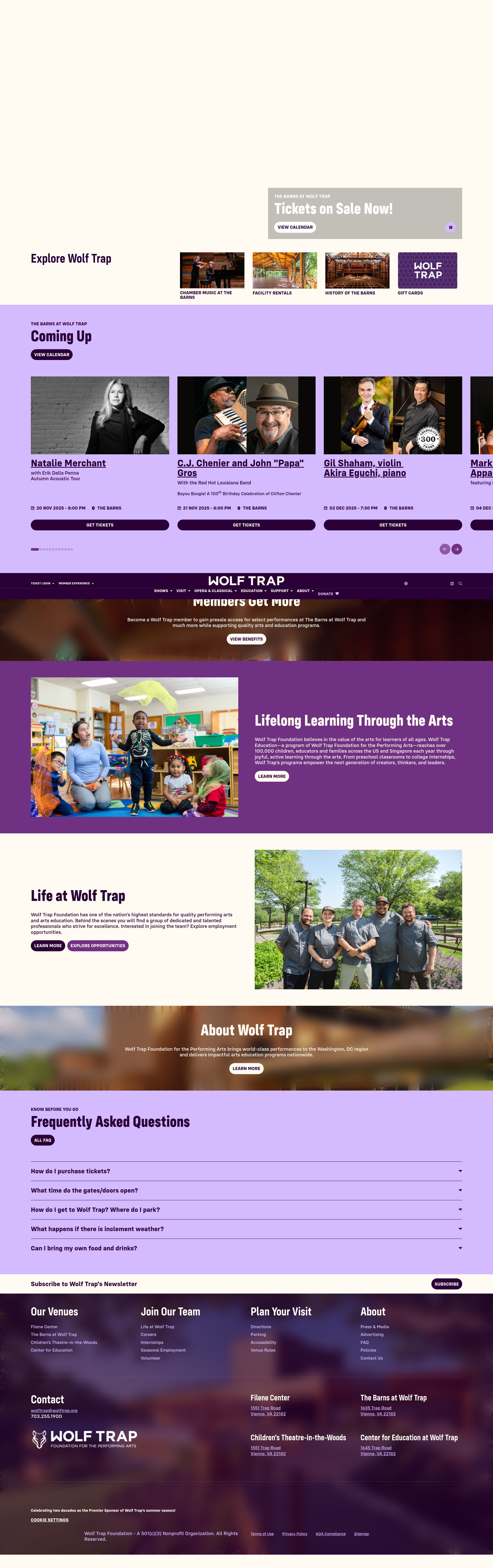 Screenshot of wolftrap.org