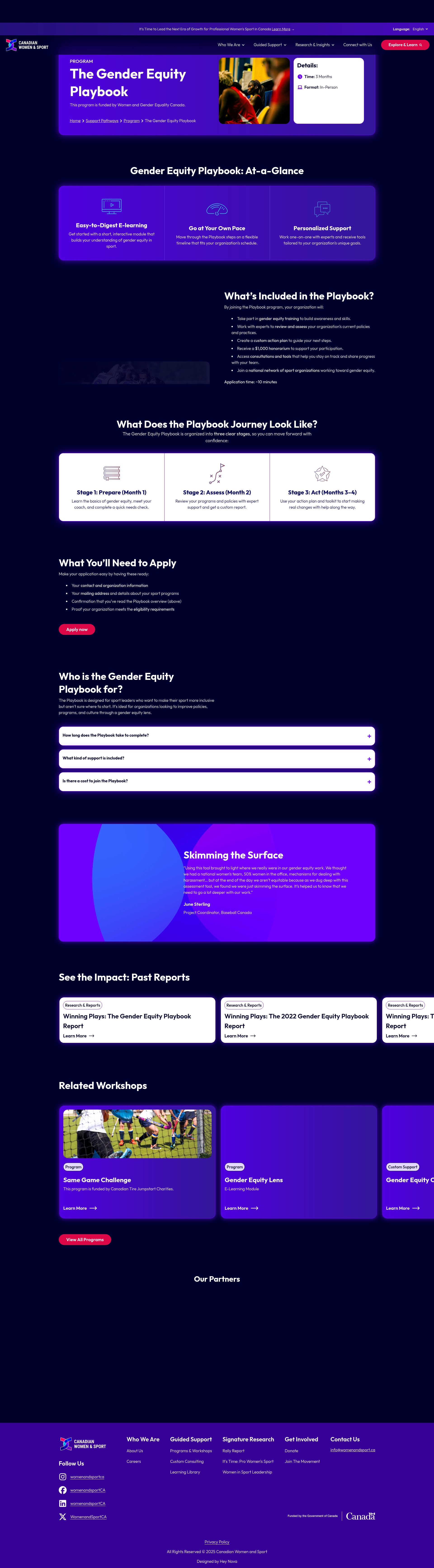 Screenshot of womenandsport.ca