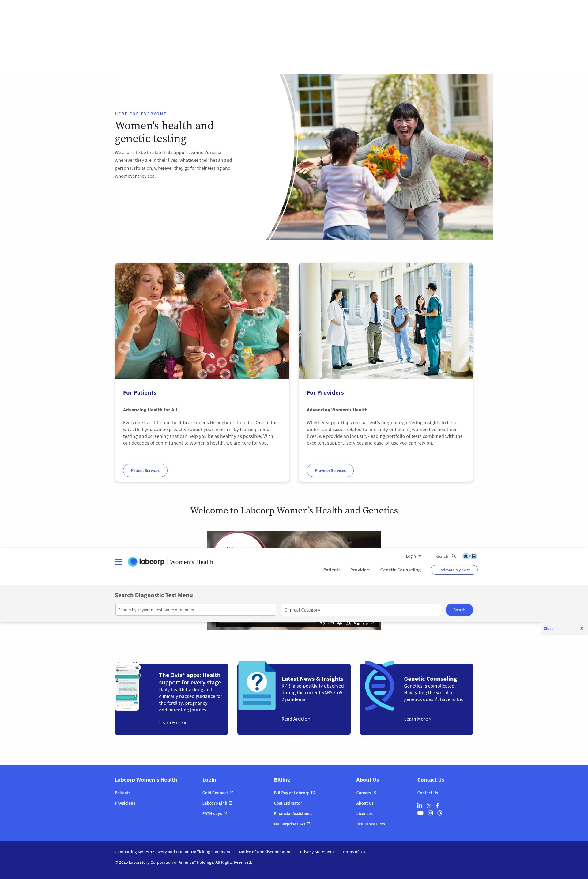 Screenshot of womenshealth.labcorp.com