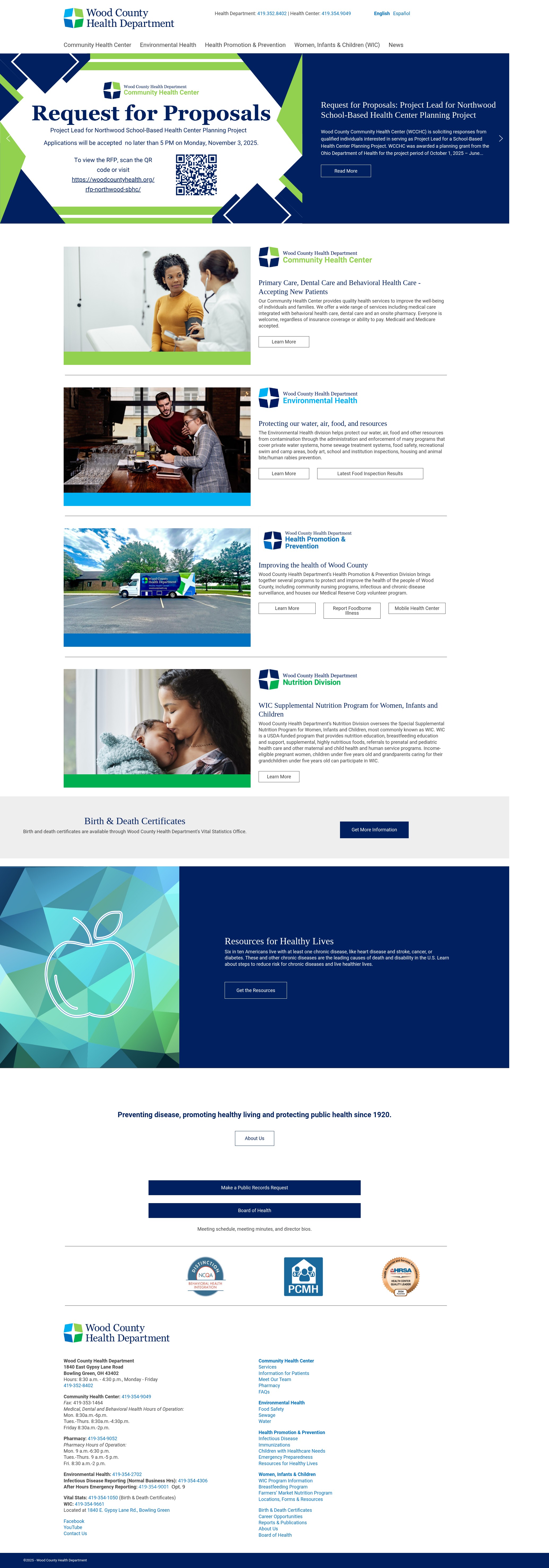 Screenshot of woodcountyhealth.org