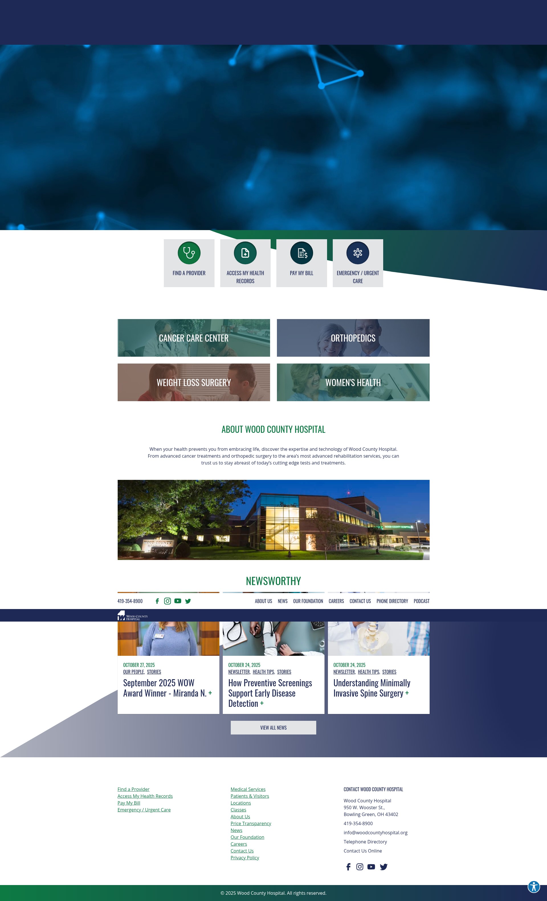 Screenshot of woodcountyhospital.org