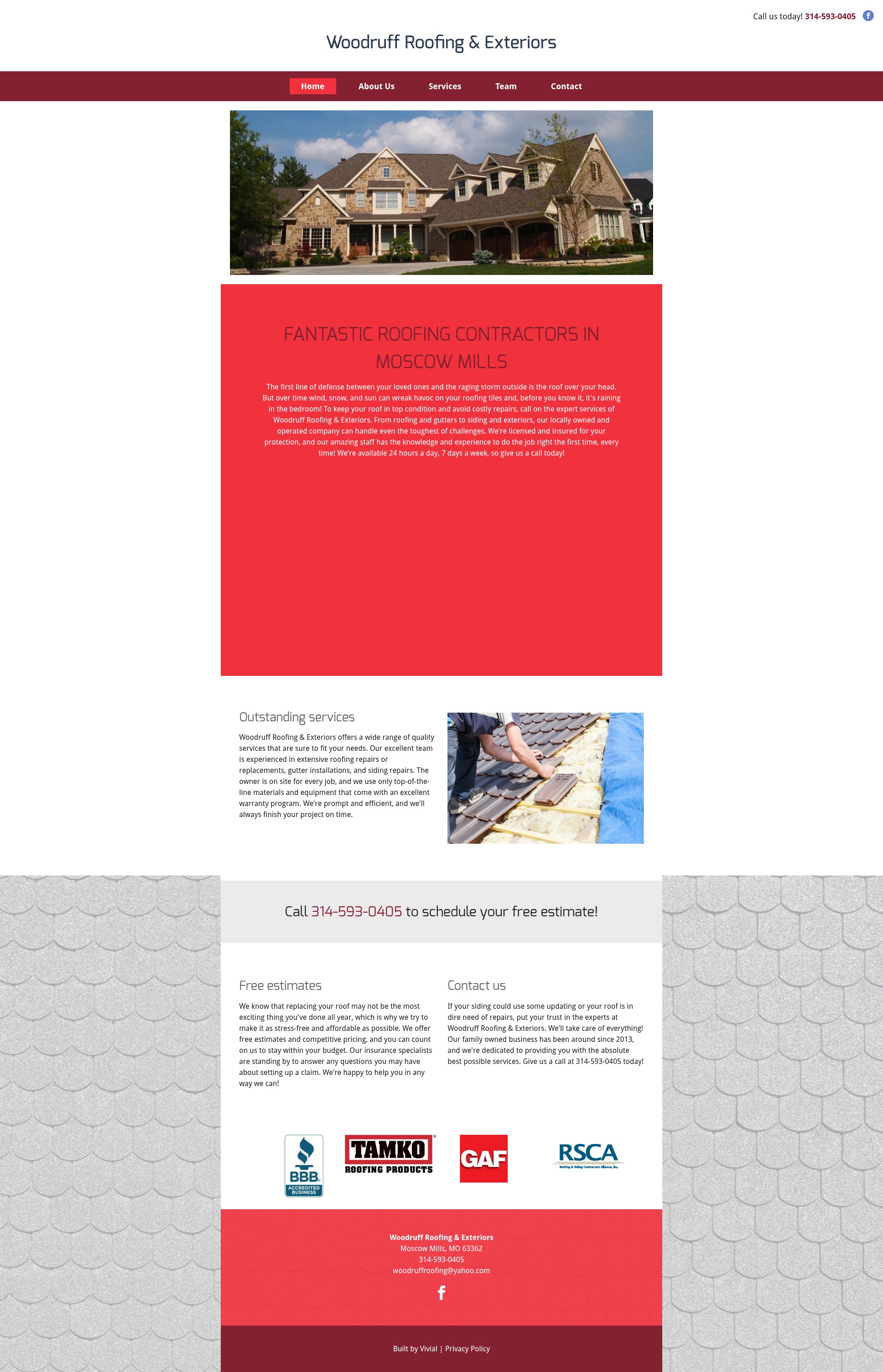 Screenshot of woodruffroofingandexteriors.com