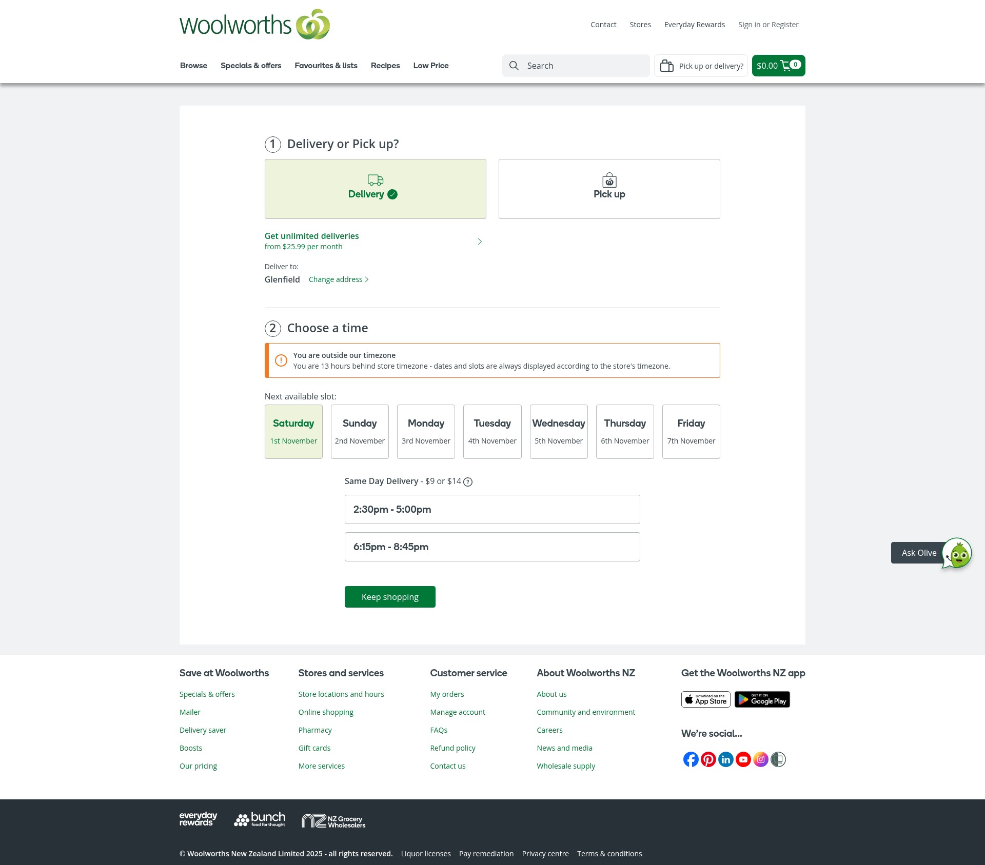 Screenshot of woolworths.co.nz