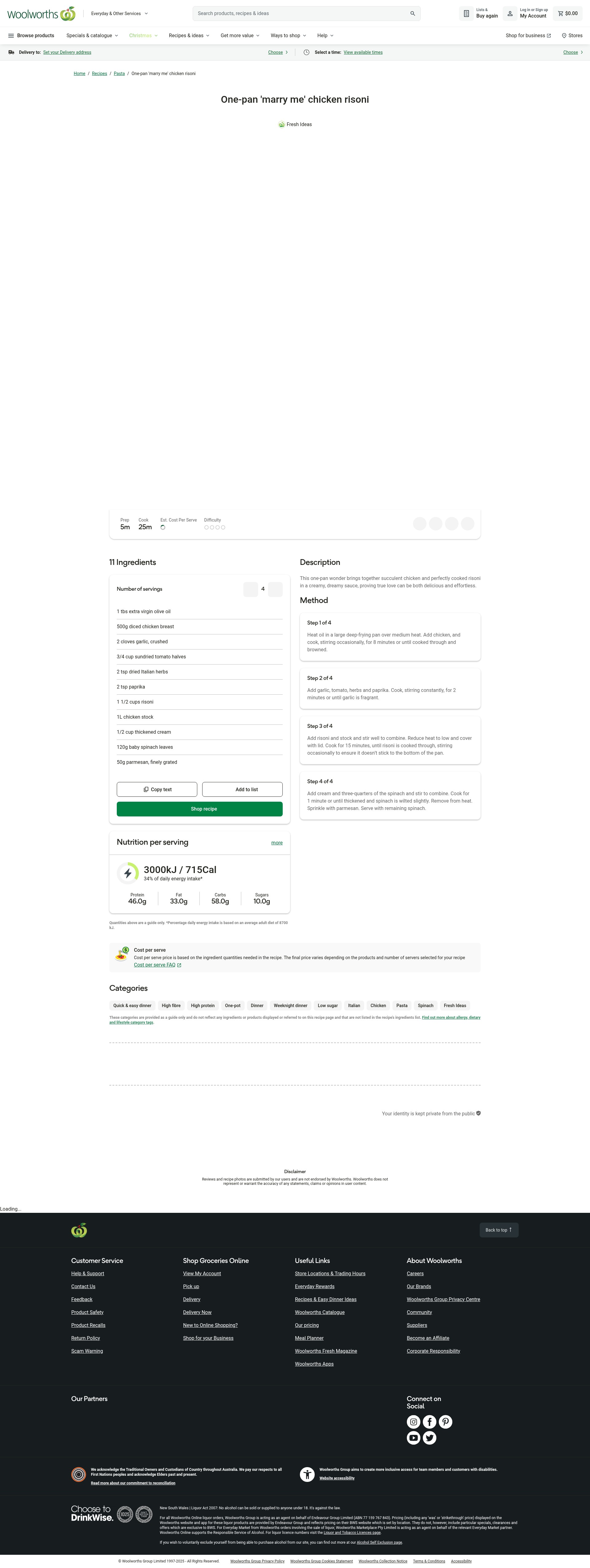 Screenshot of woolworths.com.au