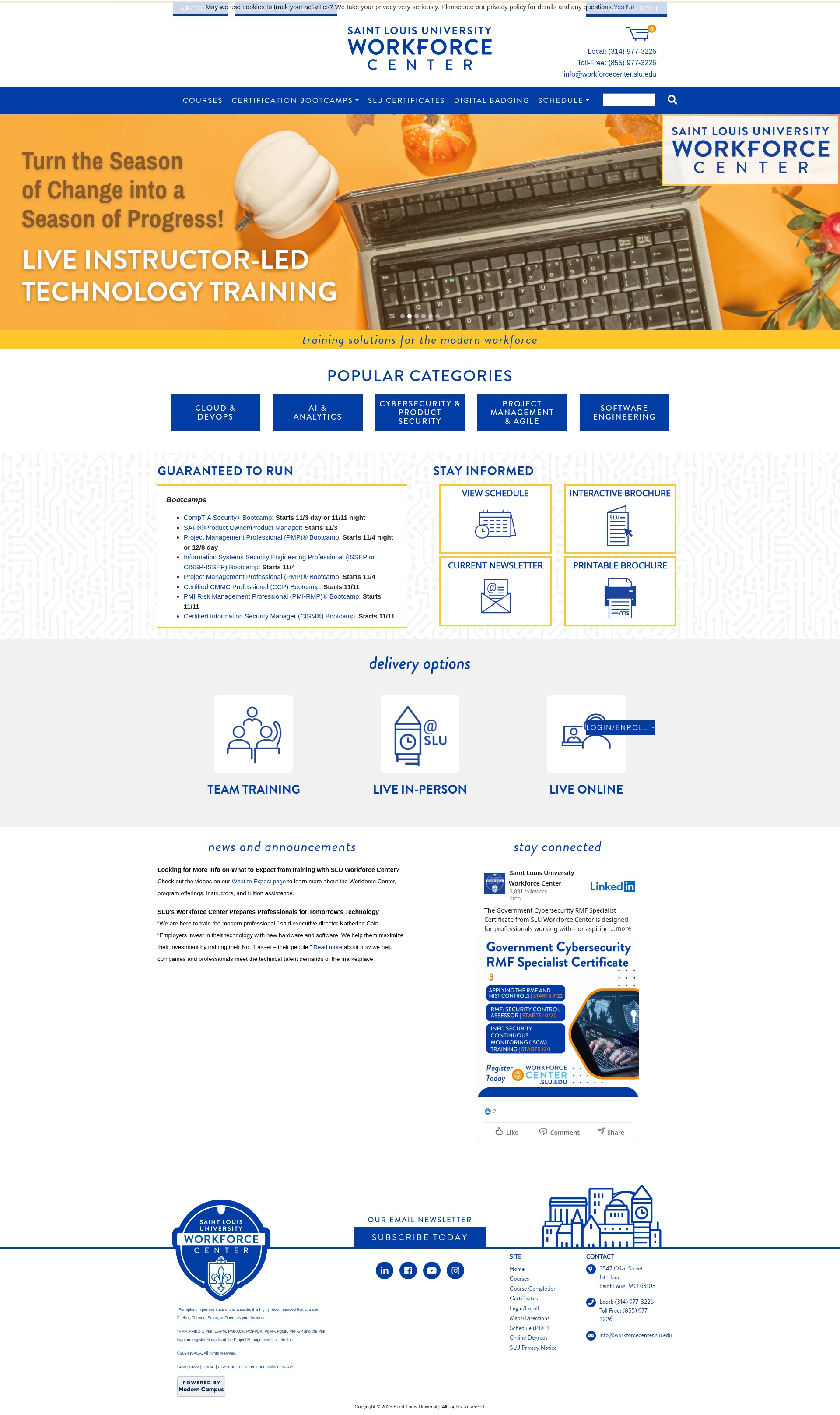 Screenshot of workforcecenter.slu.edu