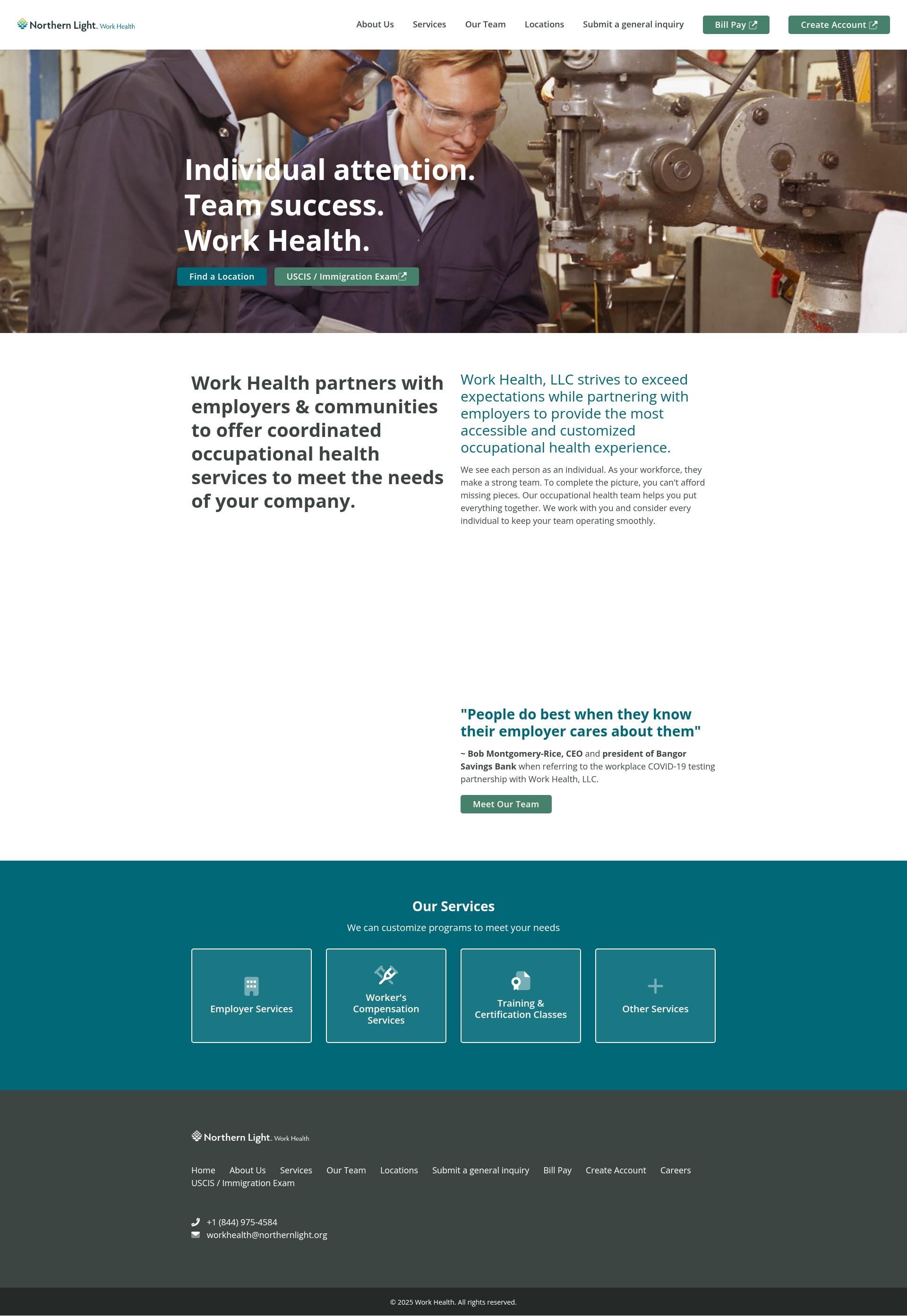 Screenshot of workhealth.northernlighthealth.org