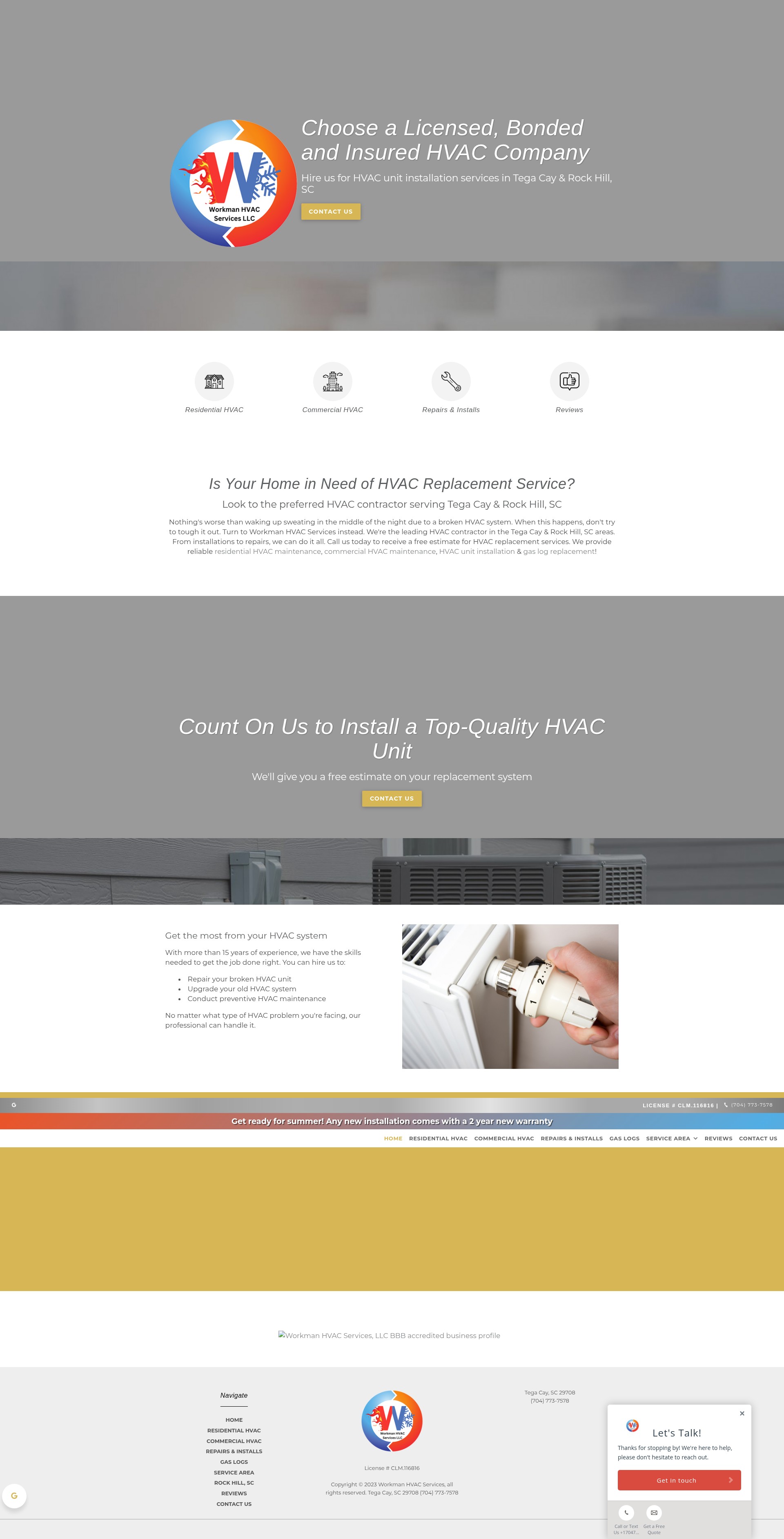 Screenshot of workmanhvacservices.com