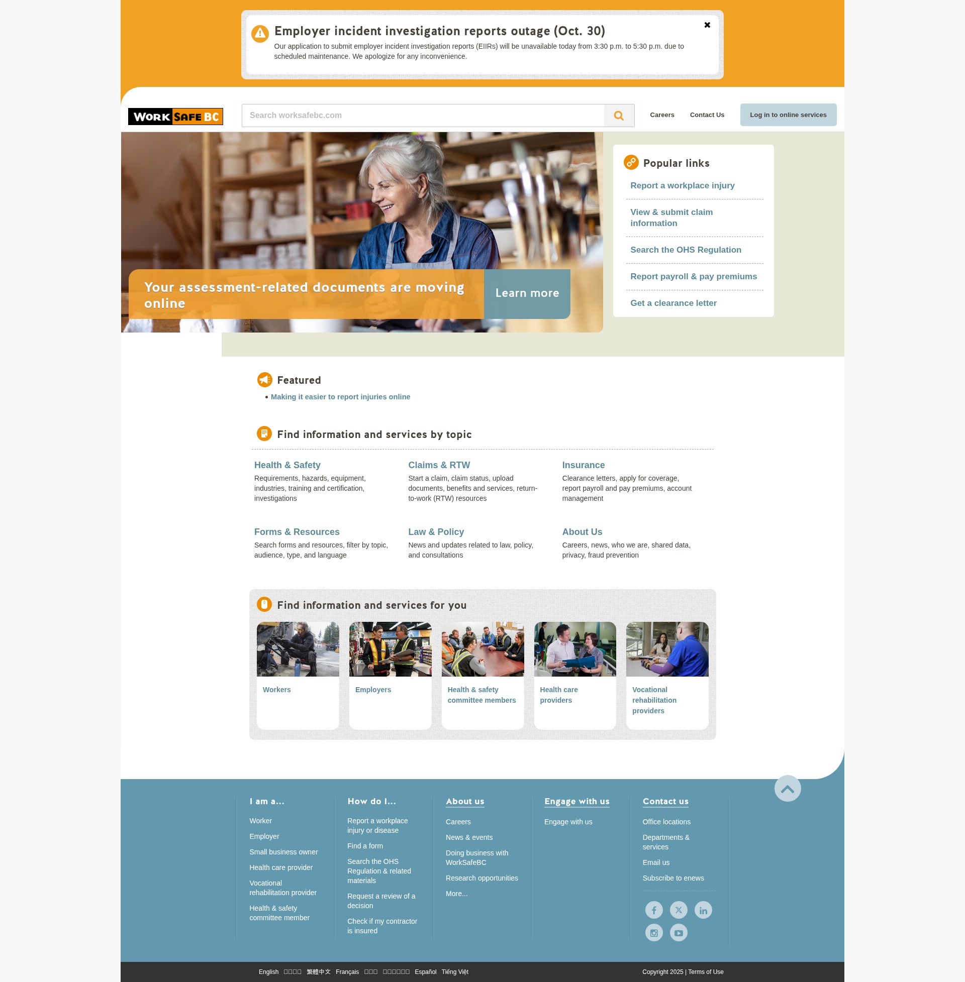 Screenshot of worksafebc.com