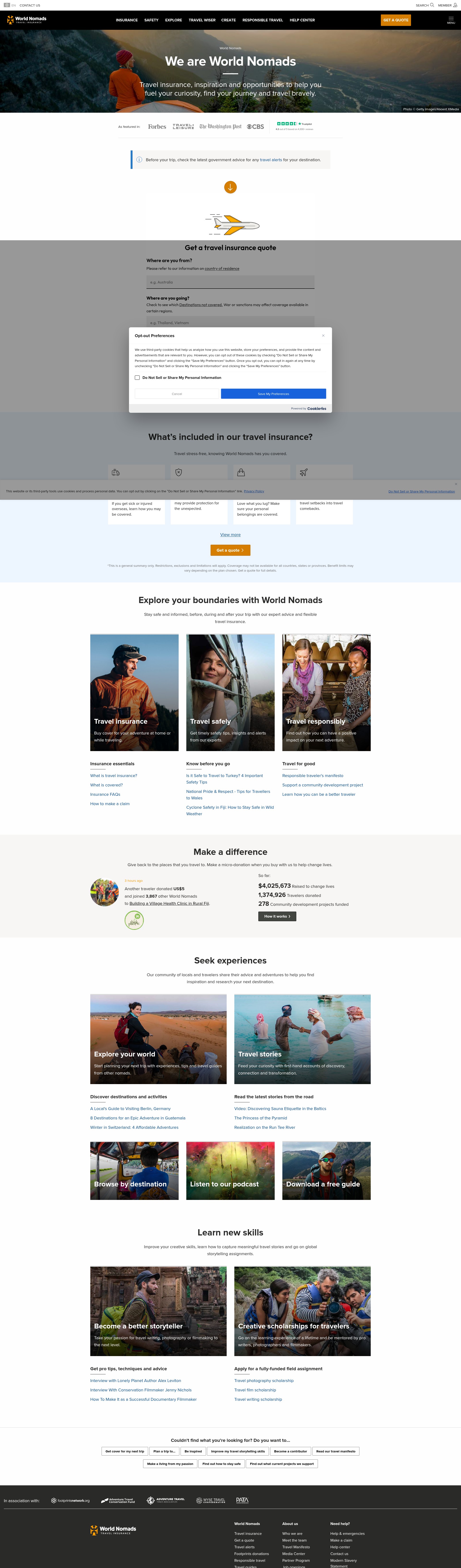Screenshot of worldnomads.com