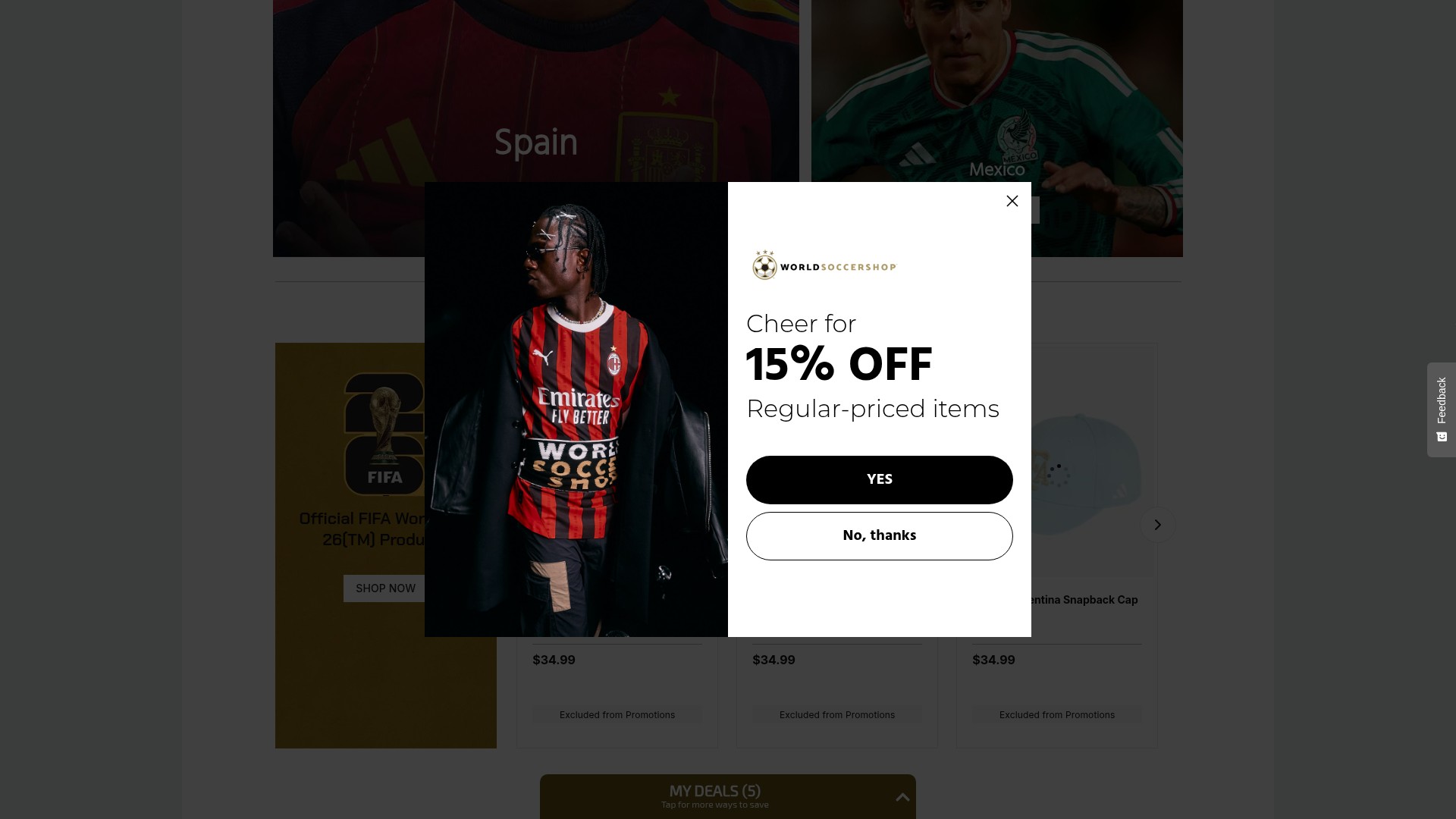 Screenshot of worldsoccershop.com