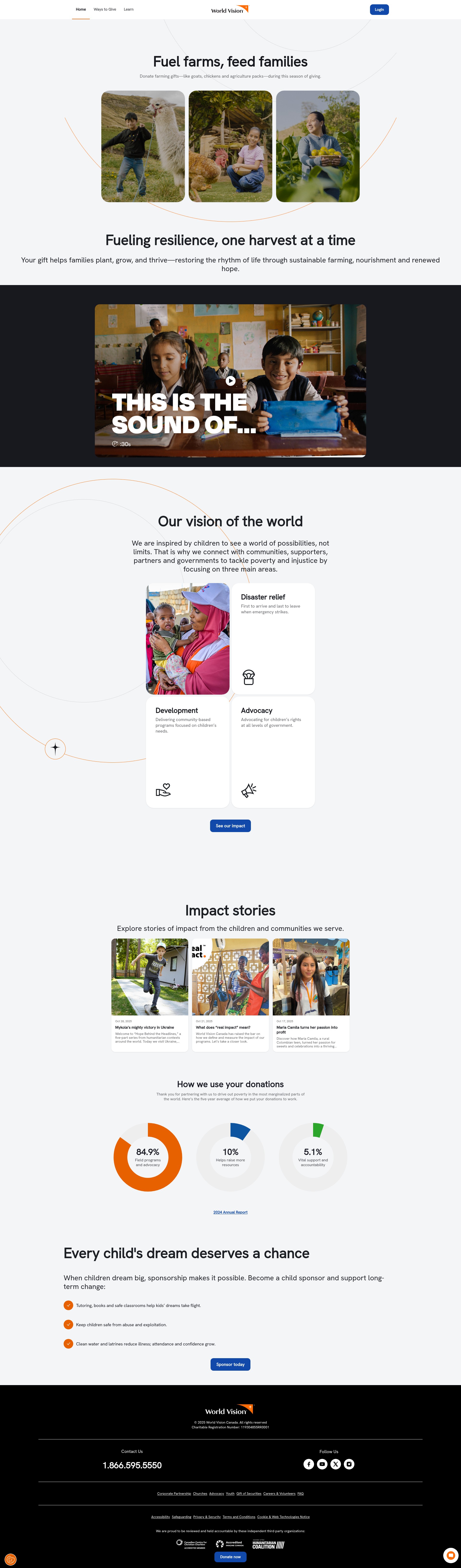 Screenshot of worldvision.ca