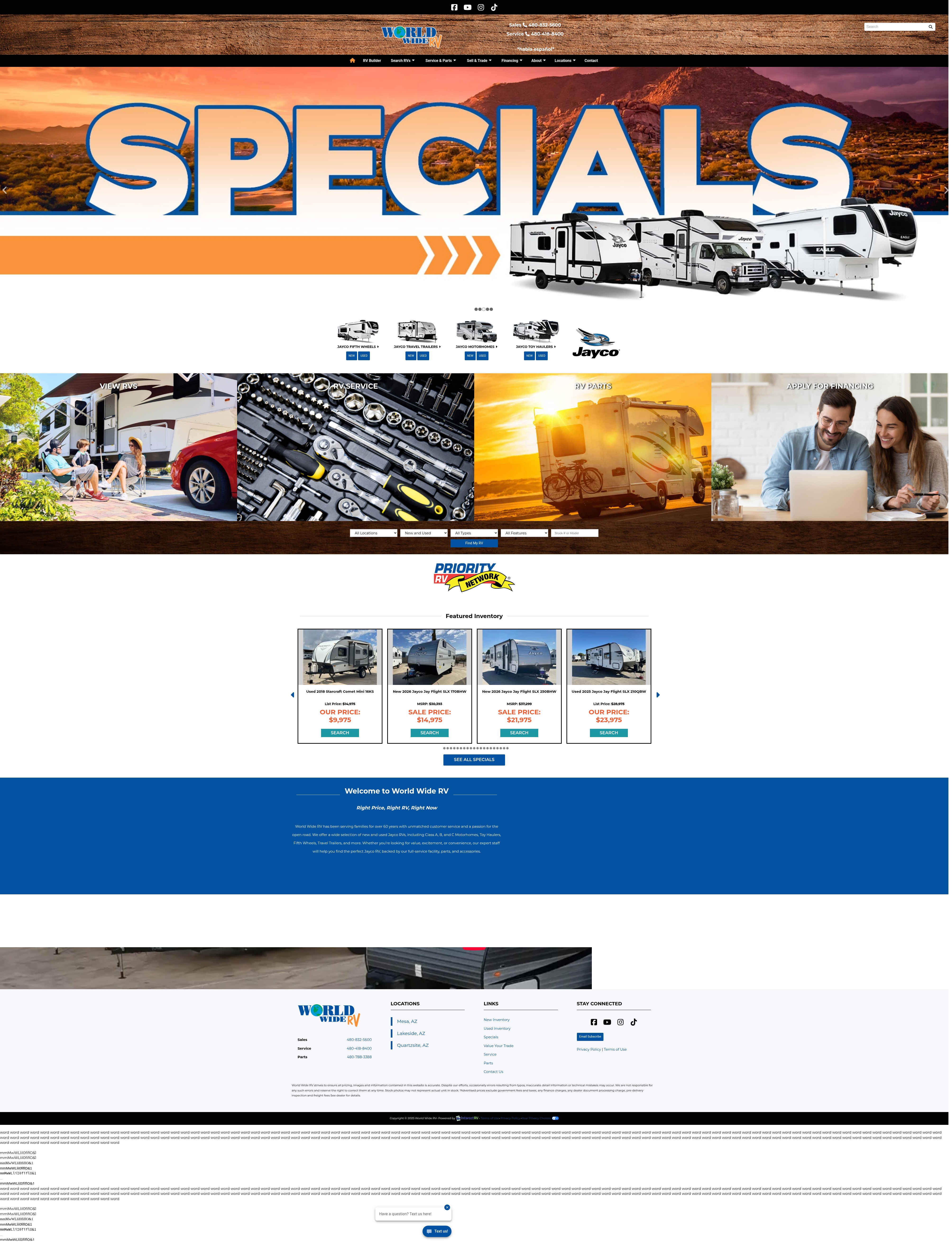 Screenshot of worldwiderv.com