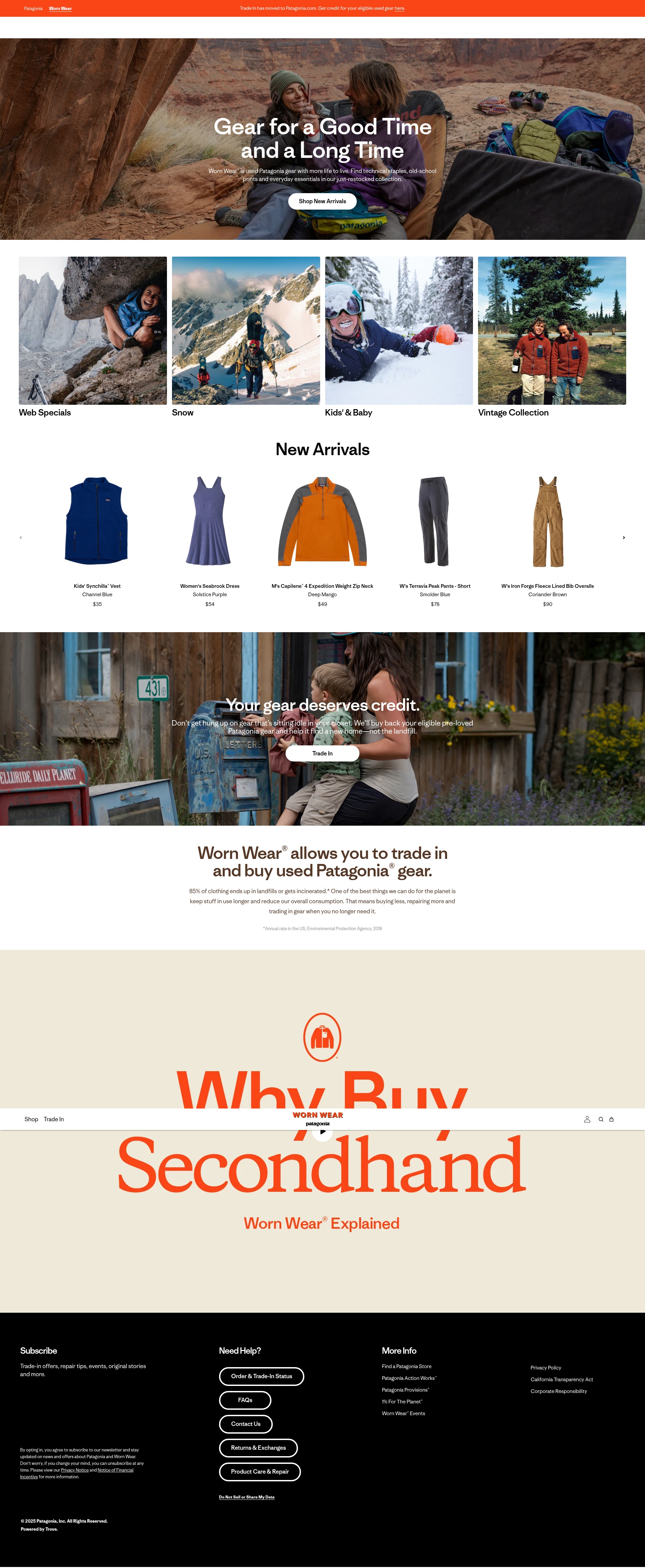 Screenshot of wornwear.patagonia.com