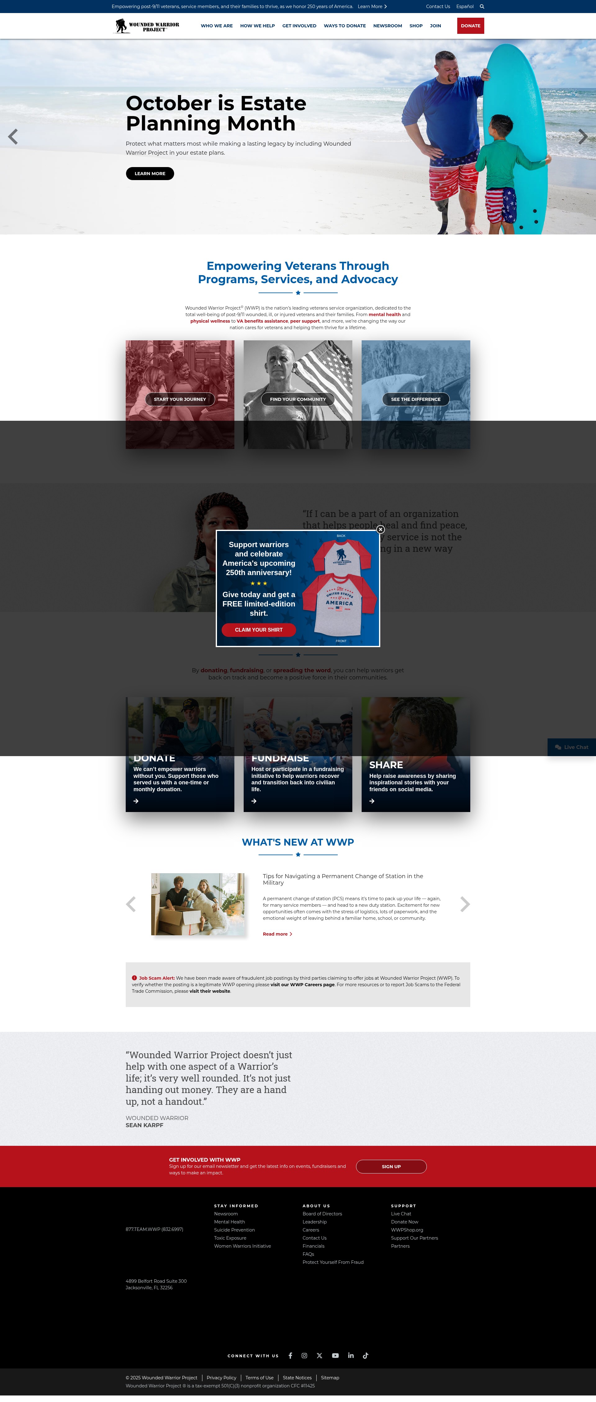 Screenshot of woundedwarriorproject.org