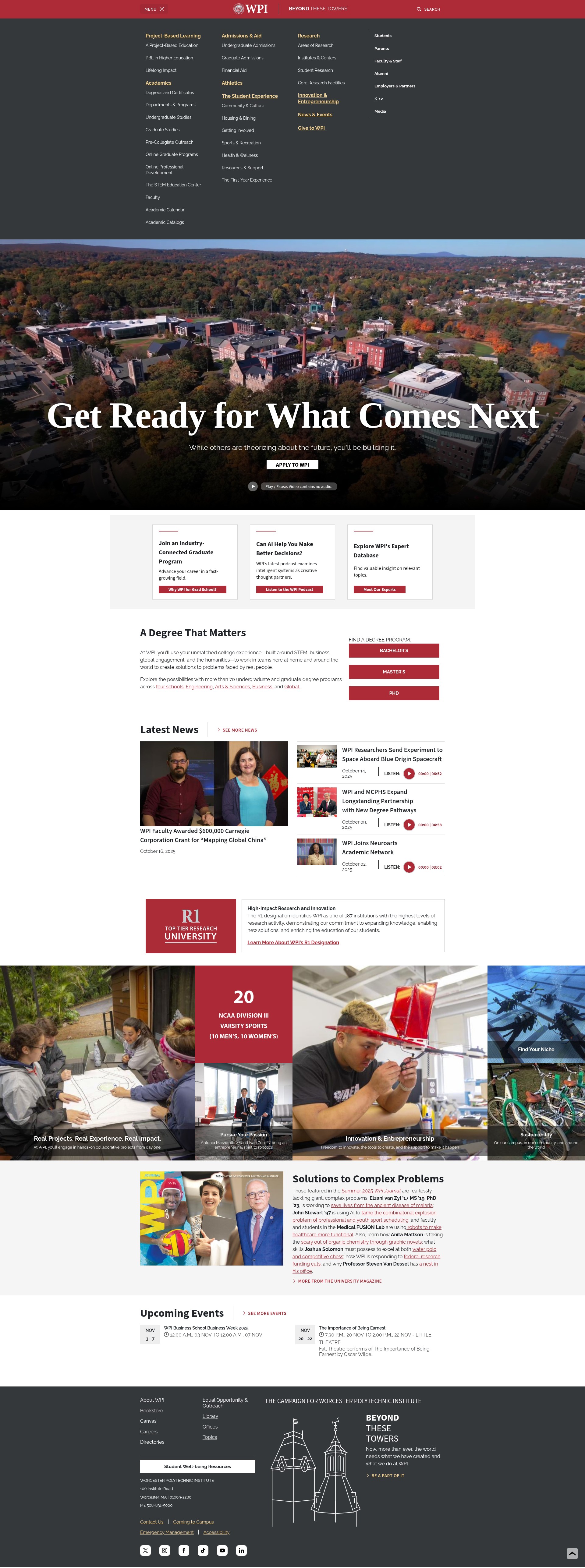 Screenshot of wpi.edu