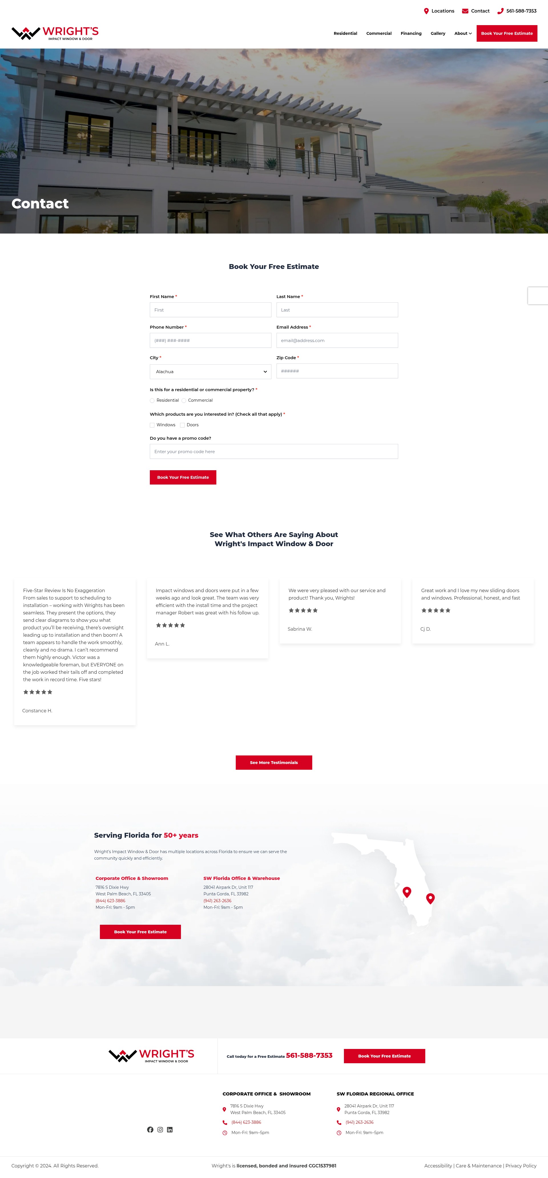 Screenshot of wrightsimpactwindowanddoor.com